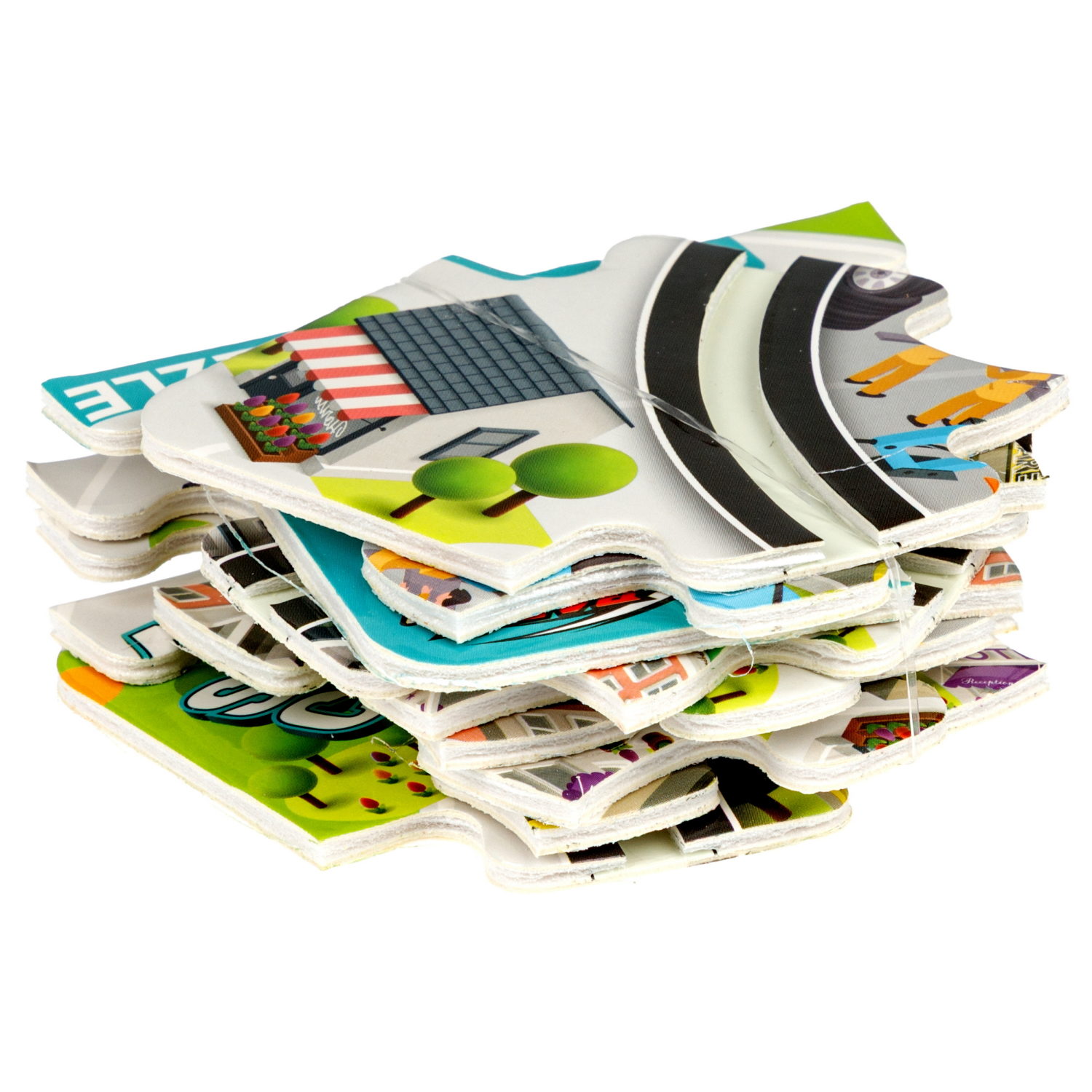 Игровой набор 1TOY Пазл-трек "Мегаполис" с машинкой, 4 вида, 10 деталей