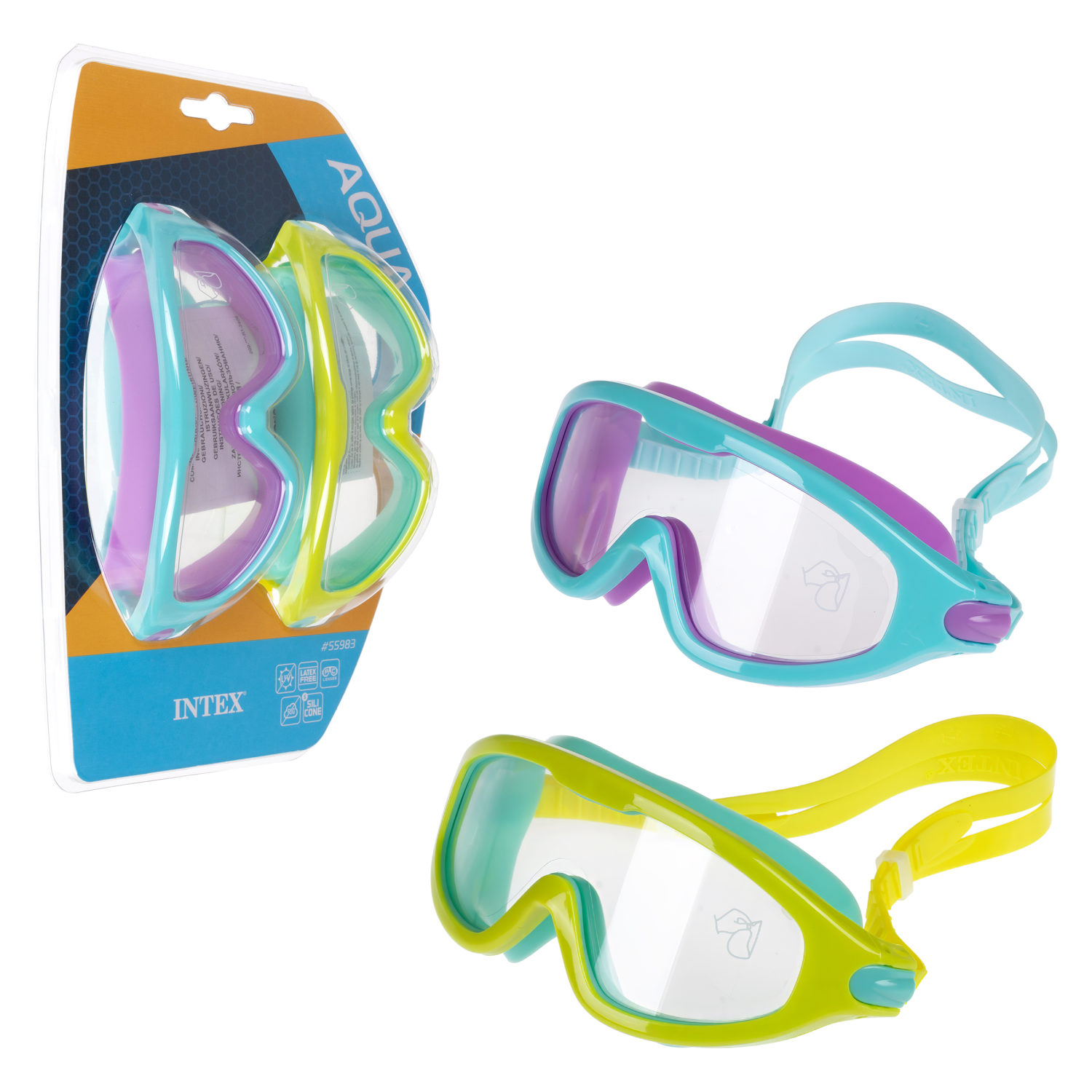 Очки-маска для плавания детская Intex Интекс, набор, 3-8 лет