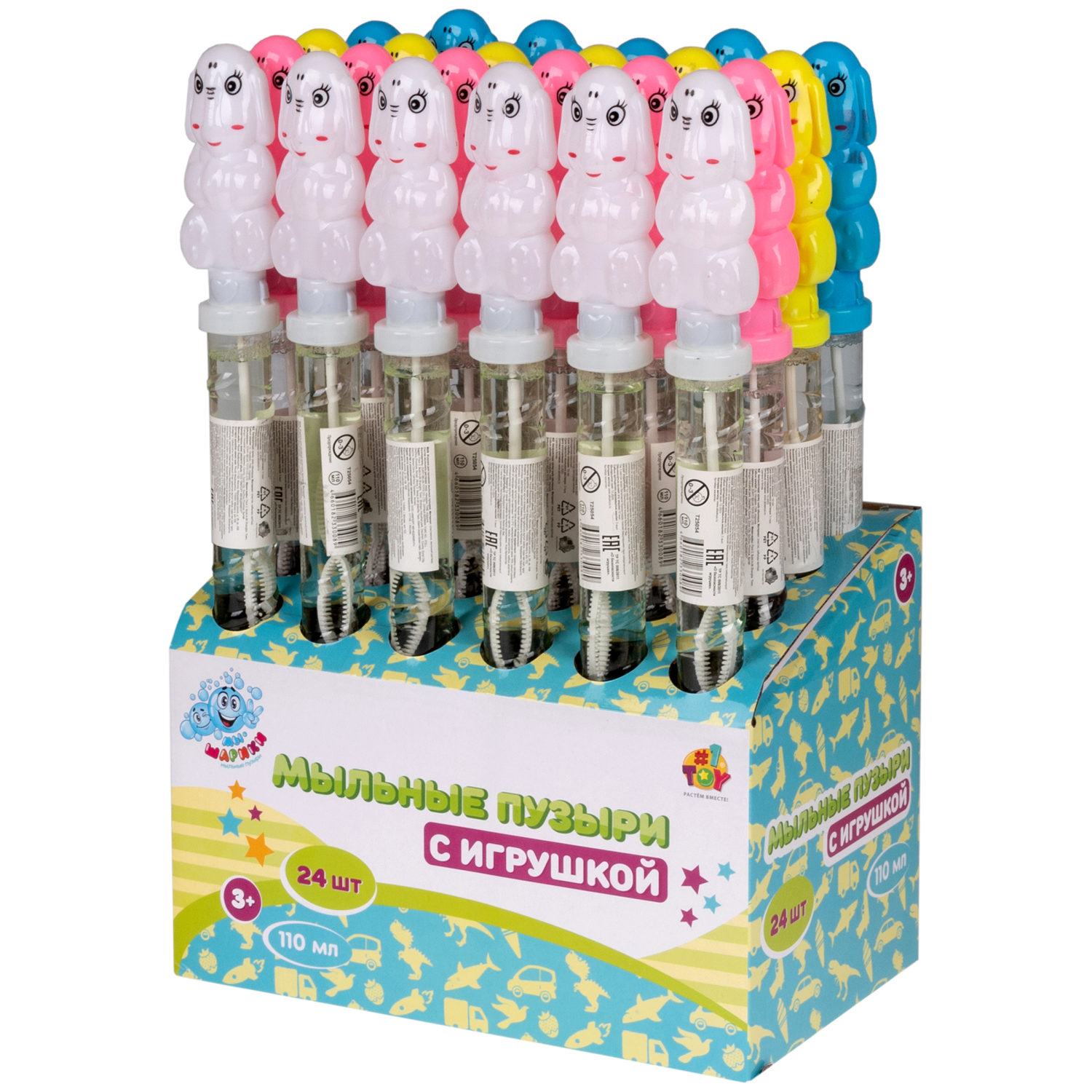 Мыльные пузыри 1TOY Мы-шарики! с игрушкой слоном, 110 мл
