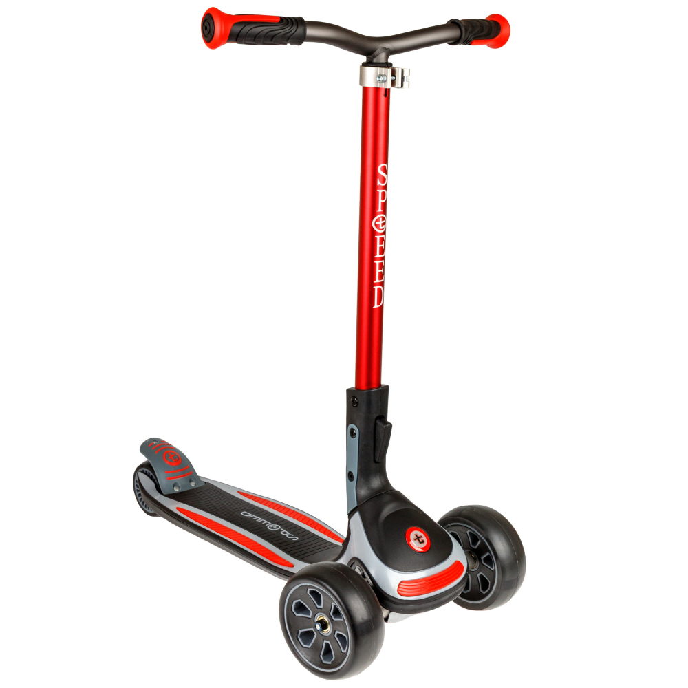 Самокат Top Gear, упр. накл., 3-х кол. PU 2*110/80 мм, складной, регулировка высоты руля, 63*30*102 см, TPR грипсы, черно-красный