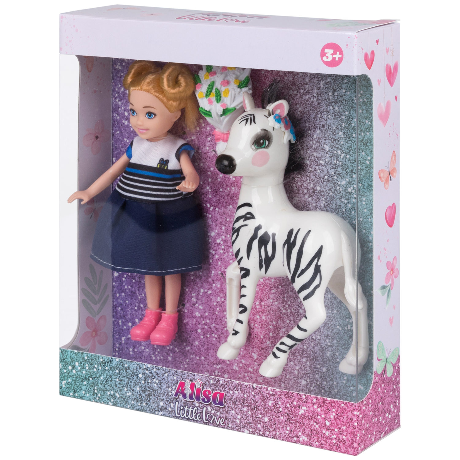 Кукла Alisa Little Love 15,2 см, блондинка, с зеброй