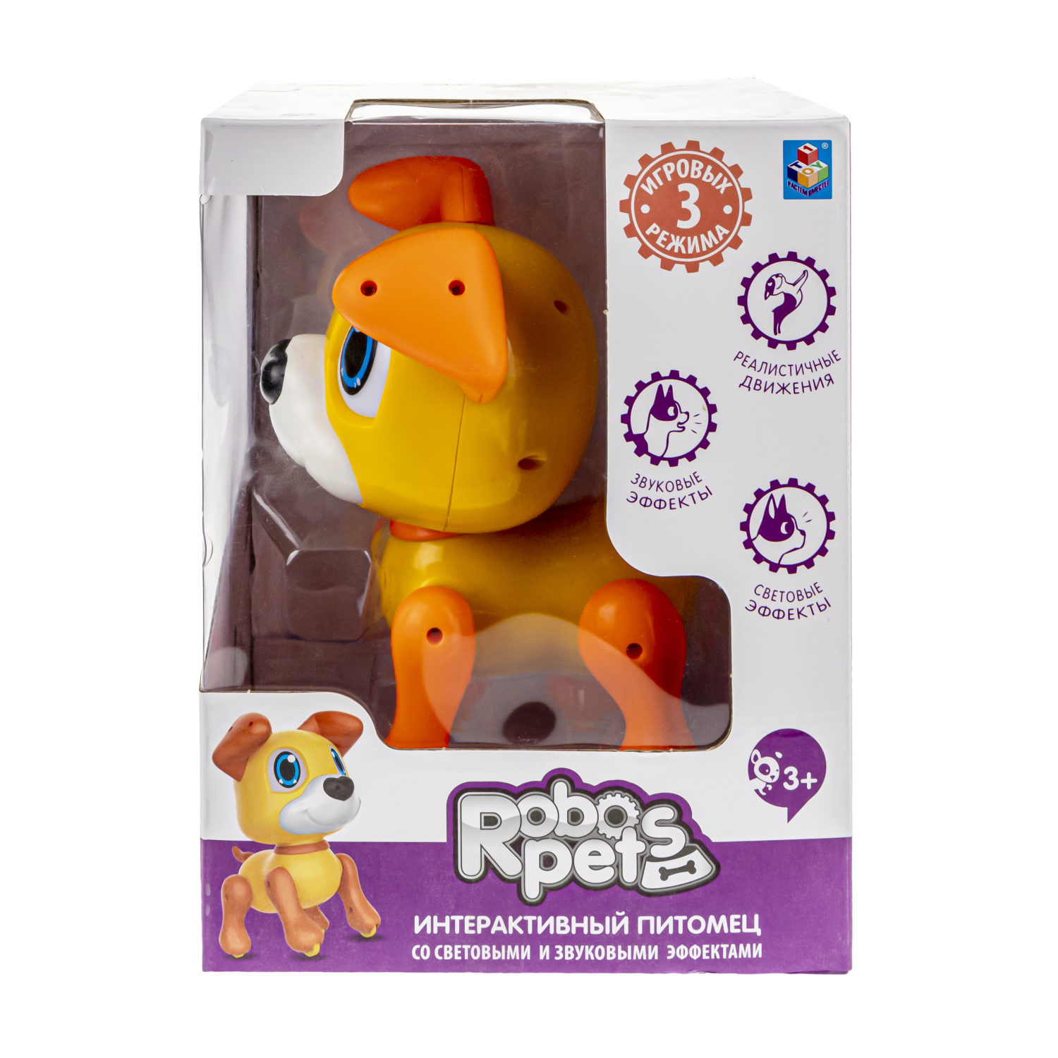 Интерактивная игрушка 1TOY RoboPets робо-щенок Ретривер со световыми, звуковыми и эффектами движения