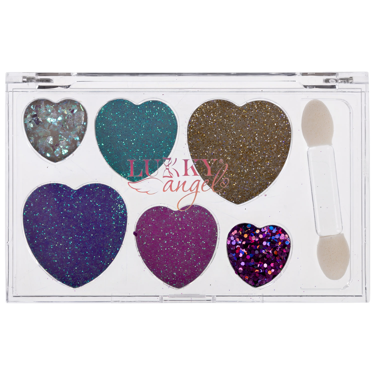 Палетка крем-теней для век детских Lukky Angel, «Разноцветные Сердечки», 6 цветов, 6 г