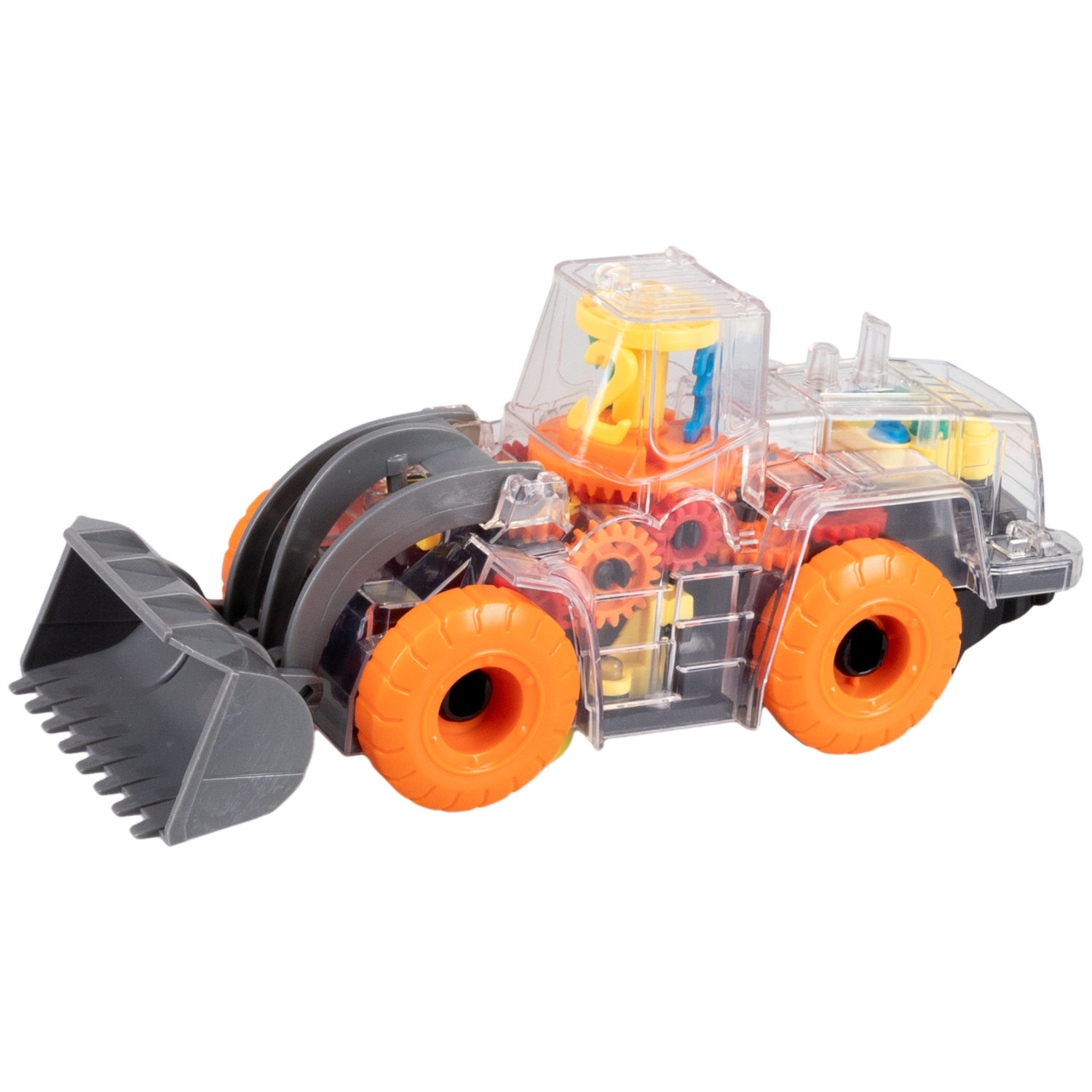Машинка 1TOY Движок «Спецтехника», прозрачная с шестеренками, со светом и звуком, 1 шт.
