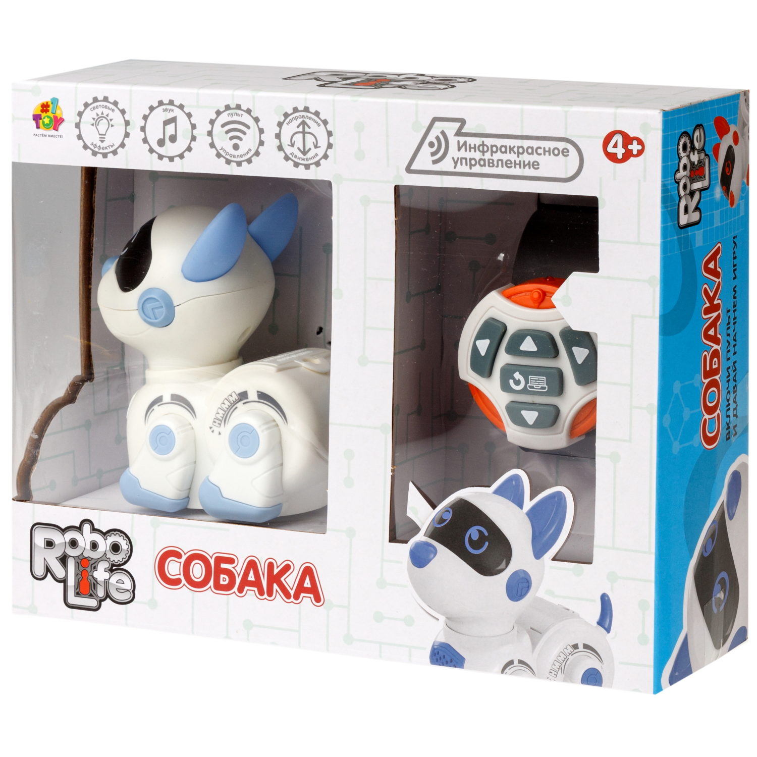 Интерактивная собака 1TOY Robolife на пульте управления, со светом и звуком