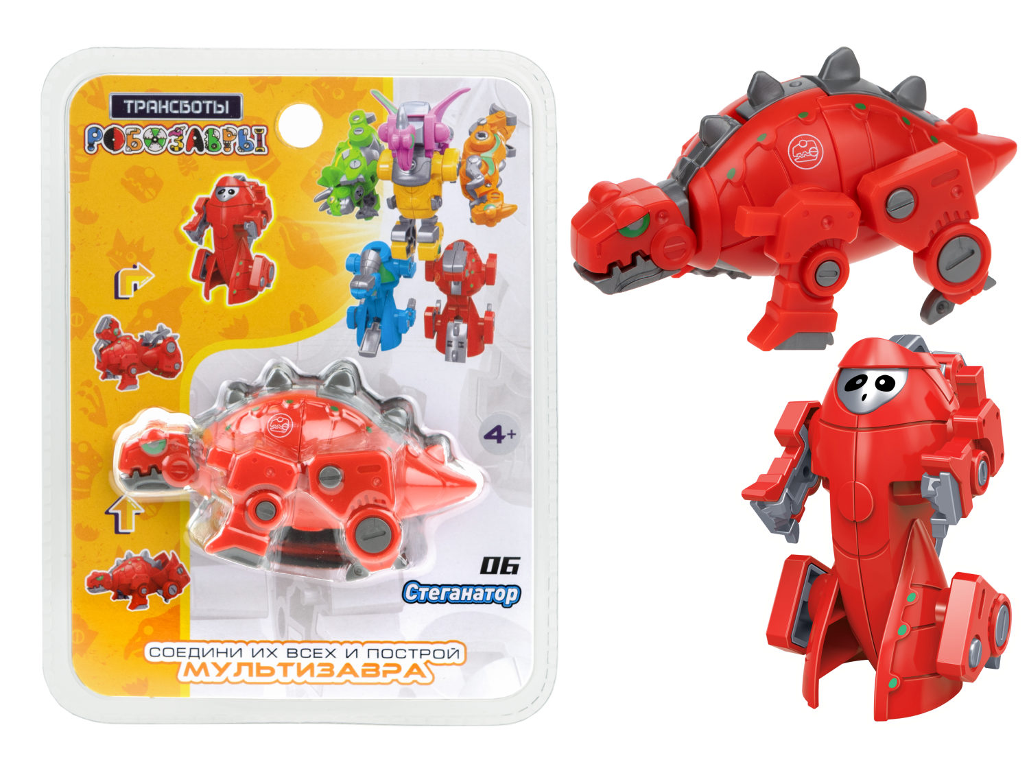 1toy Трансботы "Робозавры" (д/б 6 шт., в асс. 6 видов, из 6 шт. собирается большой робот)