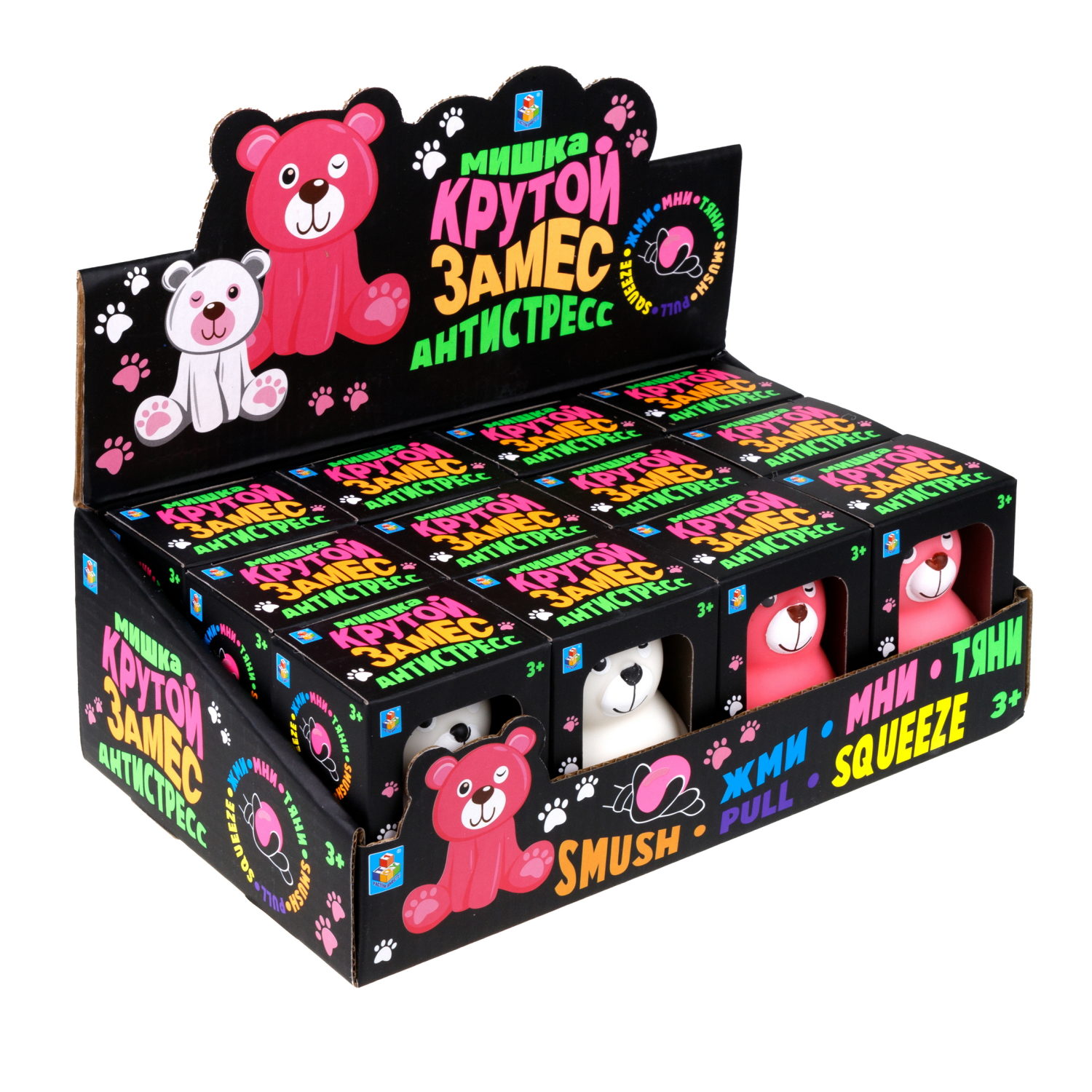 1toy Крутой замес, милый мишка подмигивает 2 цв. в асс, 9*6,5*5,5см, в кор., 12 шт.в дб.