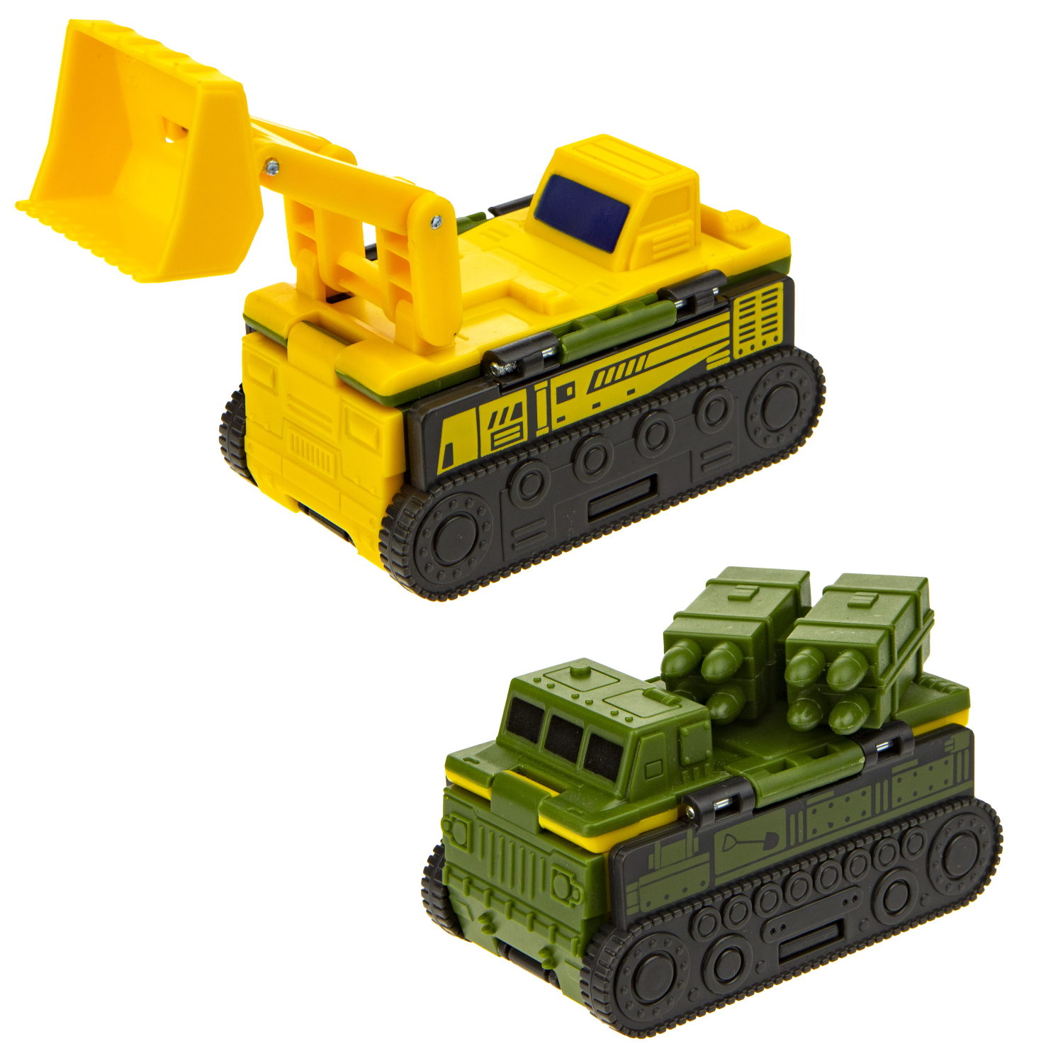 Машинка-вывернушка 1TOY Transcar Ракетоносец – Бульдозер, 8 см