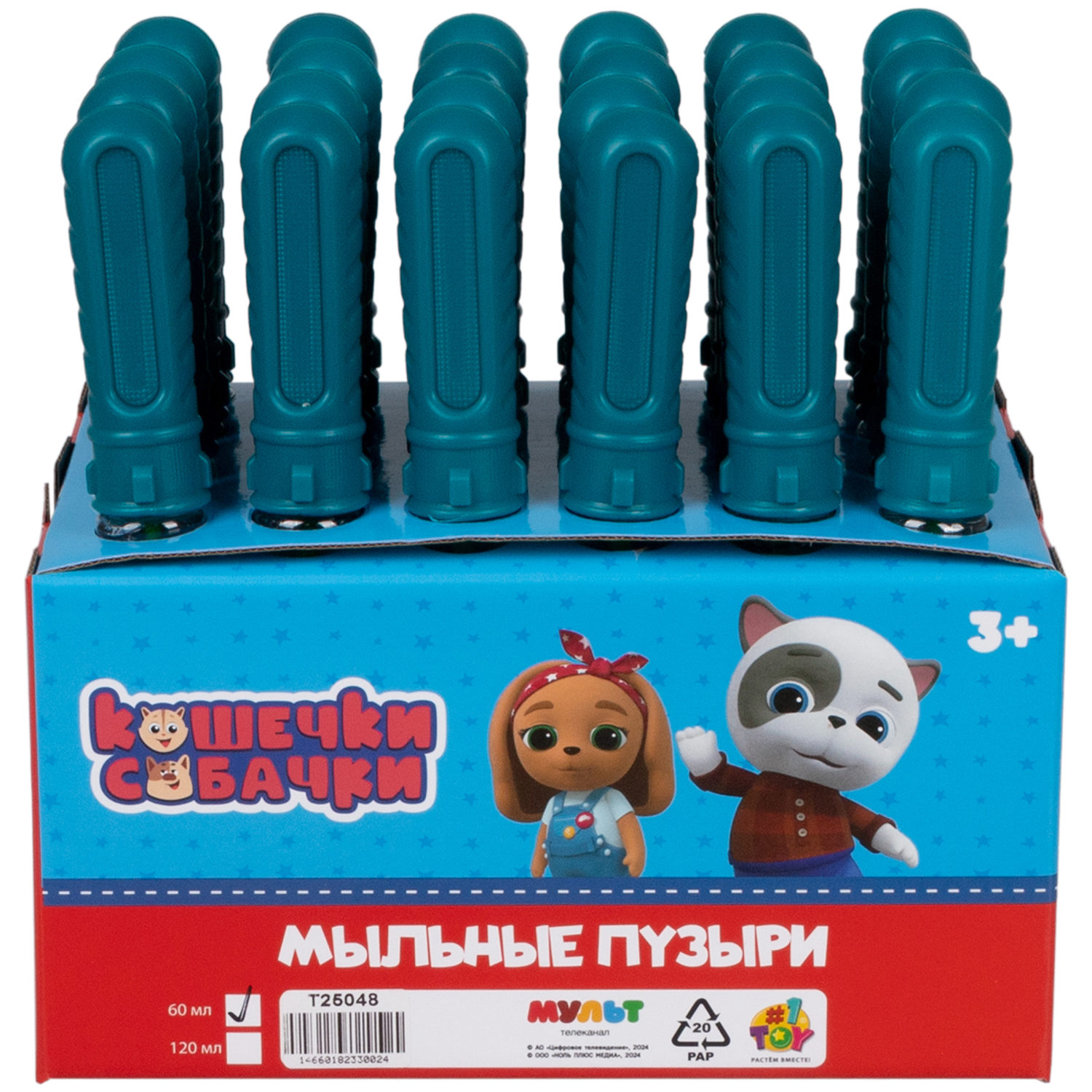 Мыльные пузыри 1TOY Кошечки-собачки, 60 мл 