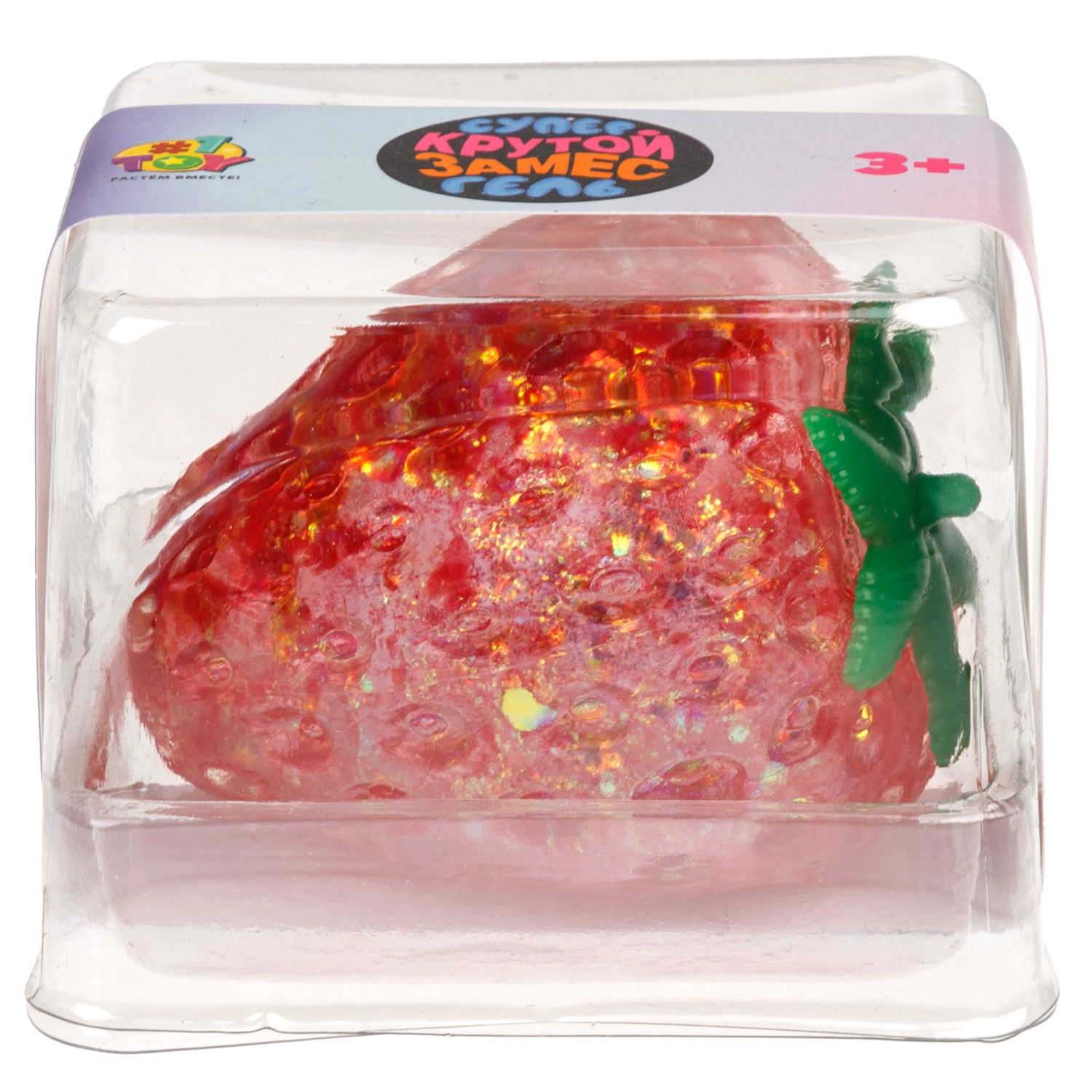 Игрушка-антистресс 1TOY Крутой замес «Супергель» клубника 5,5*5,5 см