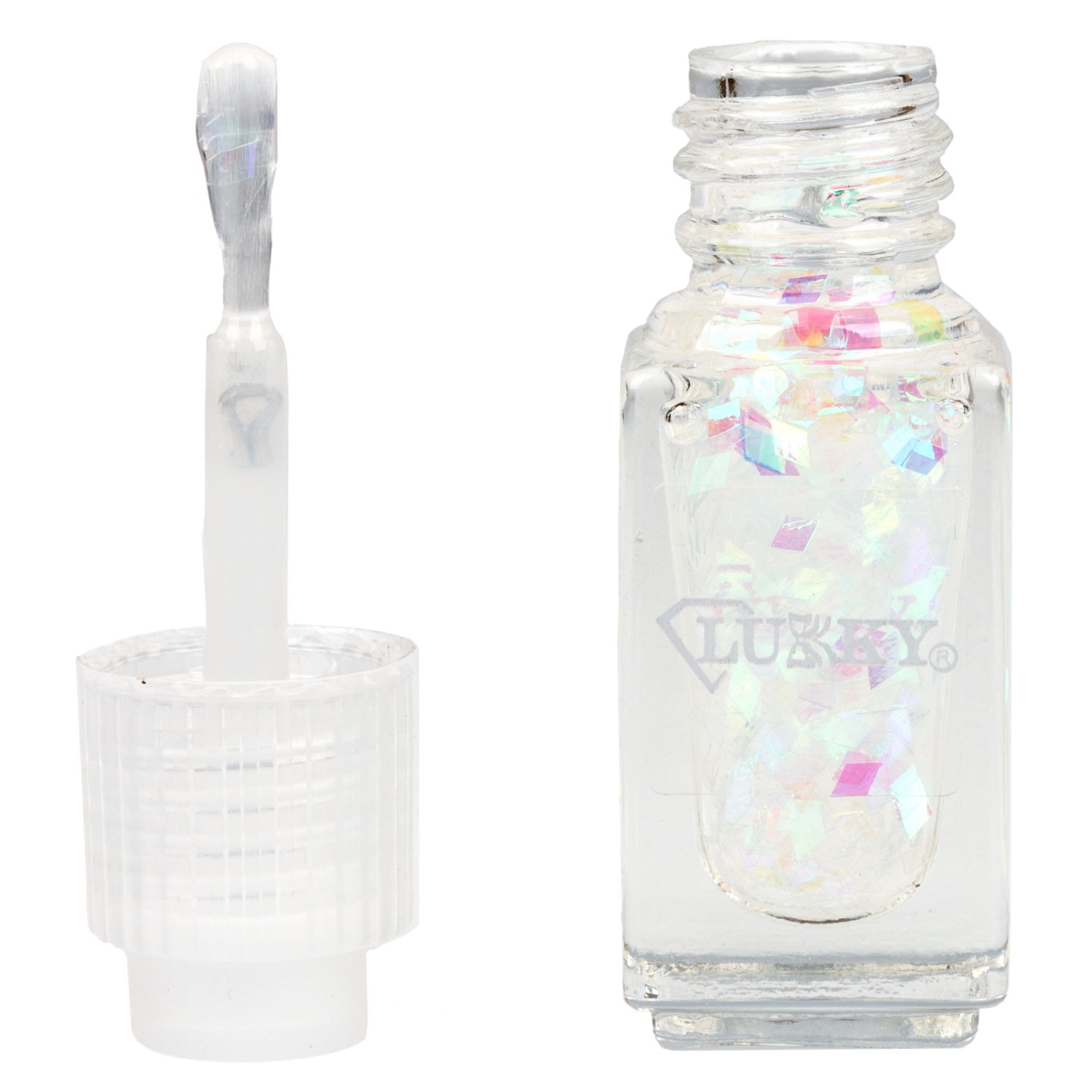 Двойные лаки для ногтей Lukky Diamond Duet, 2 по 4 мл, розовый с блёстками, блистер