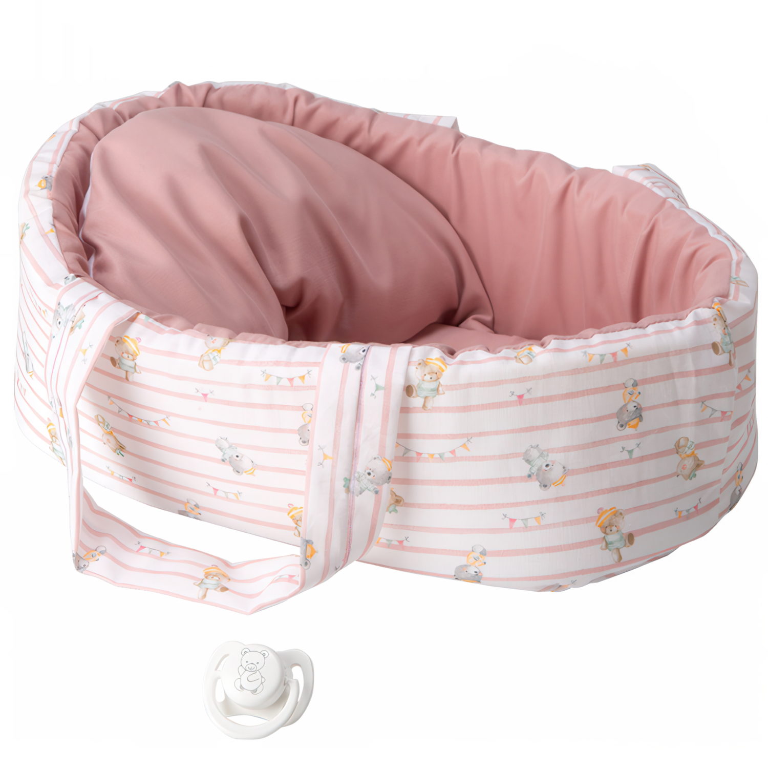 Arias ELEGANCE PILLINES кукла винил 26 см в роз.одежде,с люлькой,пакет