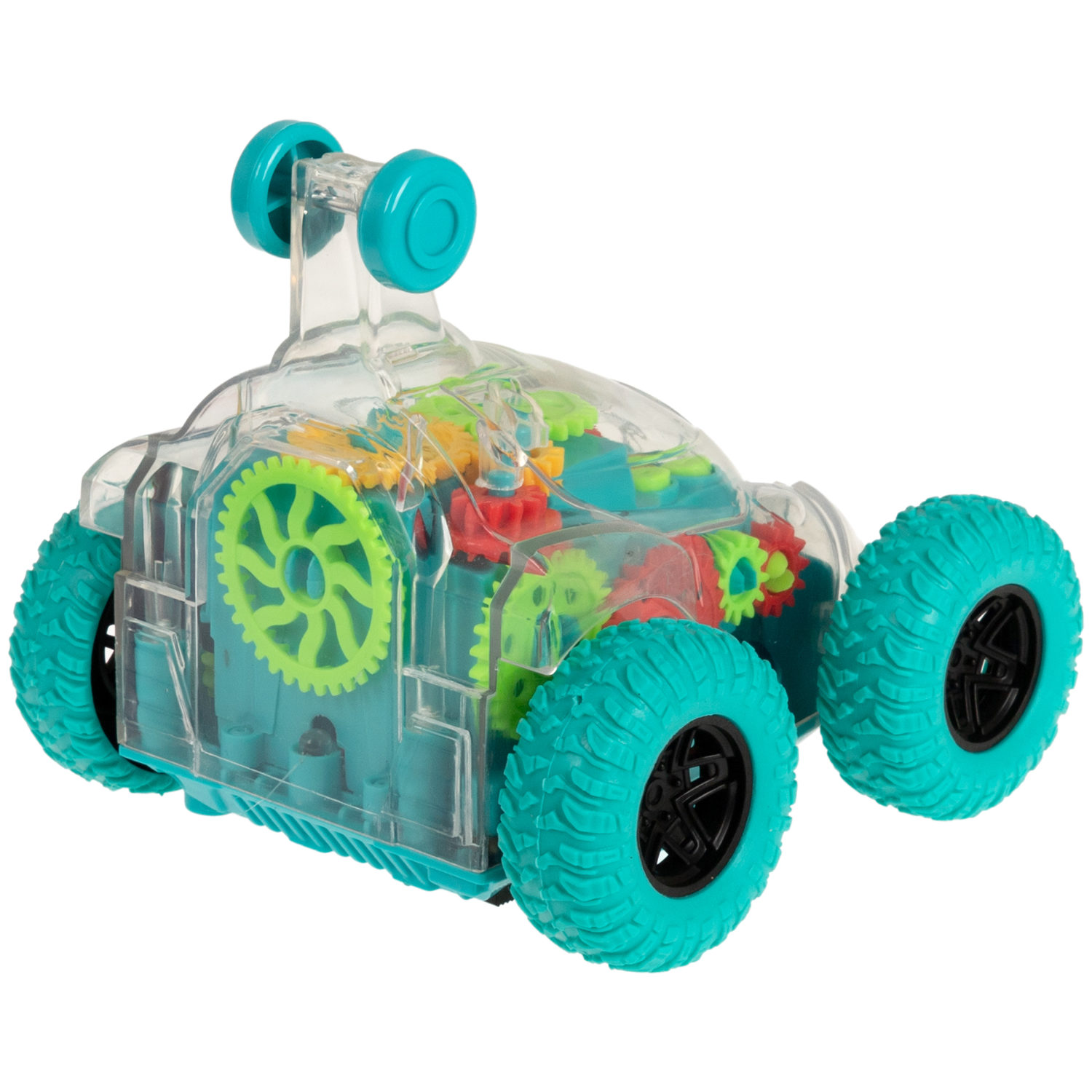 Машинка 1TOY Движок, трюковая, прозрачная с шестеренками, со светом и звуком, 1 шт.