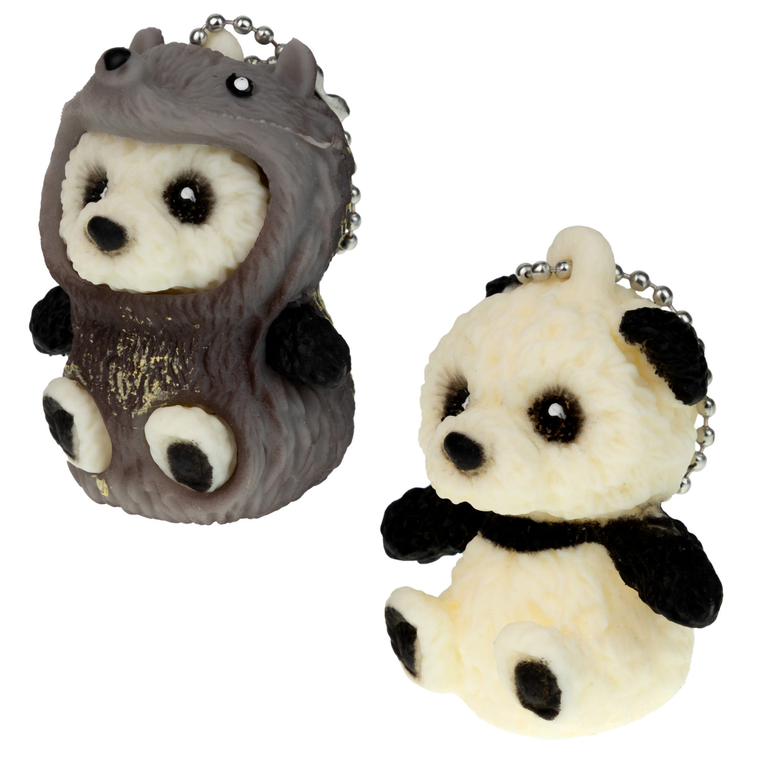 Игрушка антистресс для рук 1TOY Маскарад для зверят панда - ёжик, мягкая, резиновая, сквиш, жмякалка, мялка, брелок детский, для взрослого