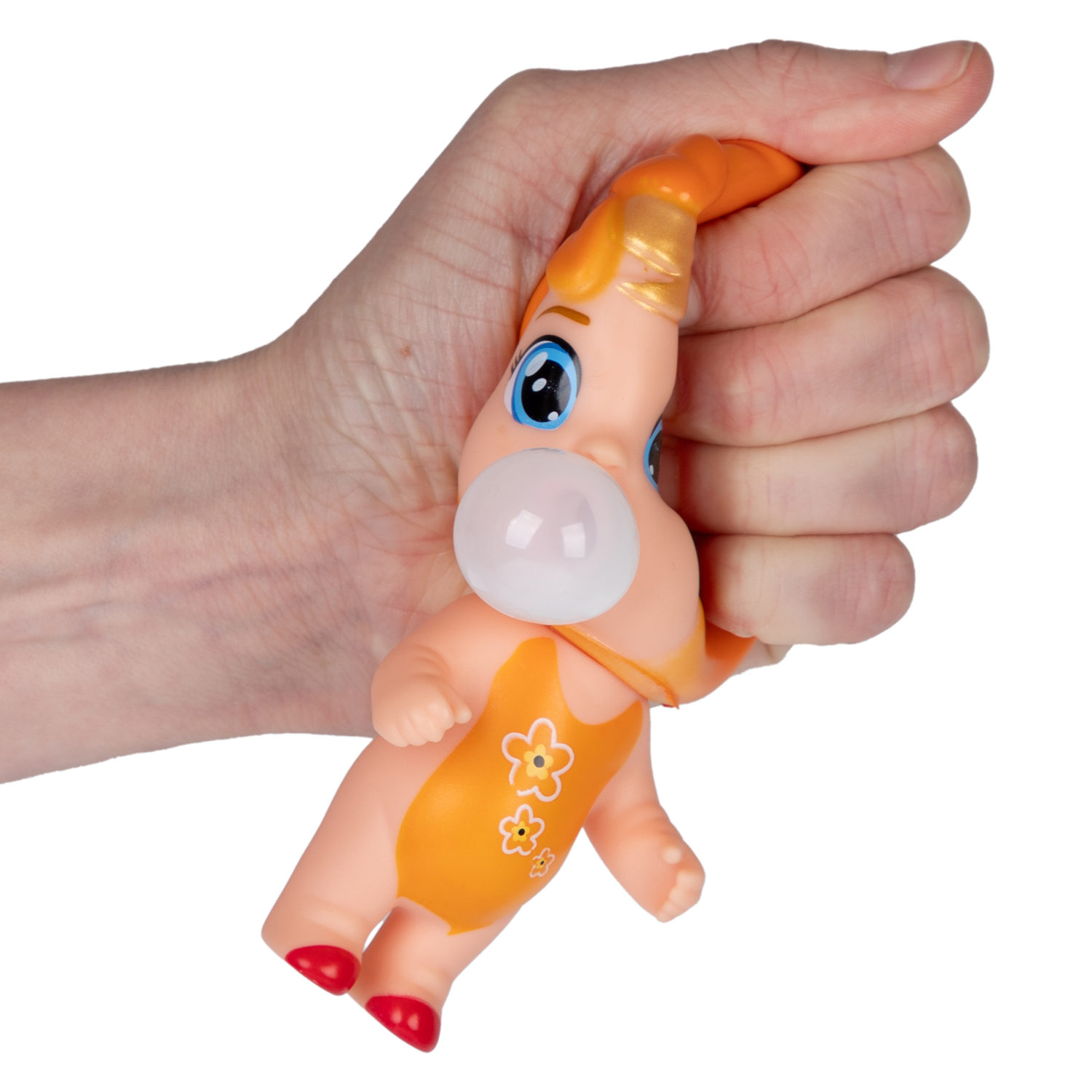 1YOY Bubble Gum-антистресс "Куклы" в оранжевом, 7х13 см