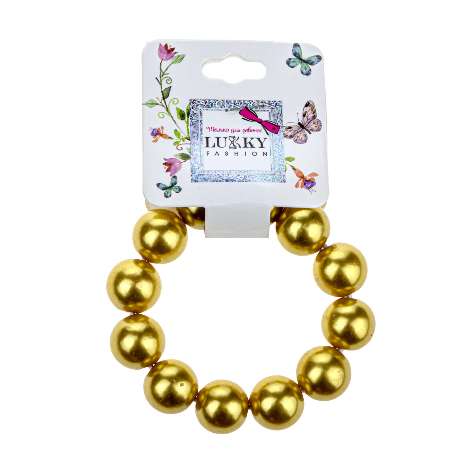 Lukky Fashion резинка жемчужины, D 7мм (сереб, золот, розов)