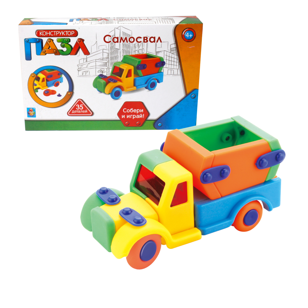 1TOY  конструктор-пазл Самосвал,35 дет.