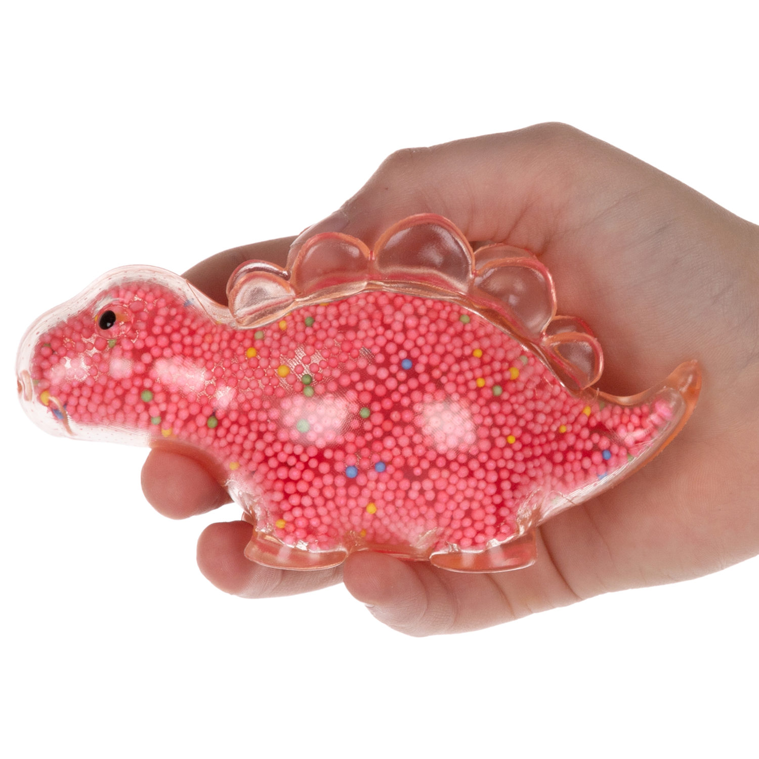 1toy Жмяка стегозавр с пенопластовыми шариками, 11х5 см, красный