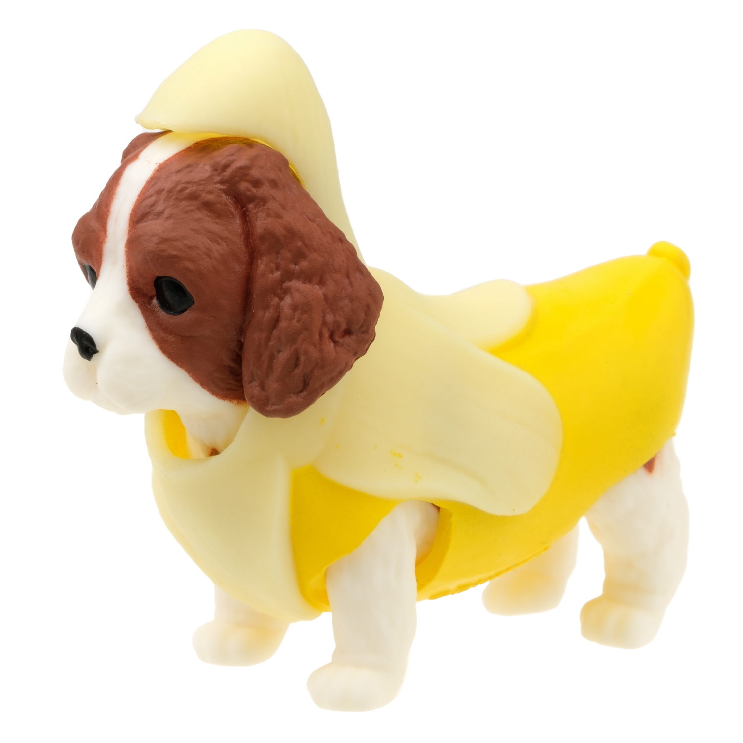 Антистресс игрушка 1TOY Прокачка для собачки серия 3, тянущаяся собачка в костюмчике, тянучка Кавалер-спаниель - банан