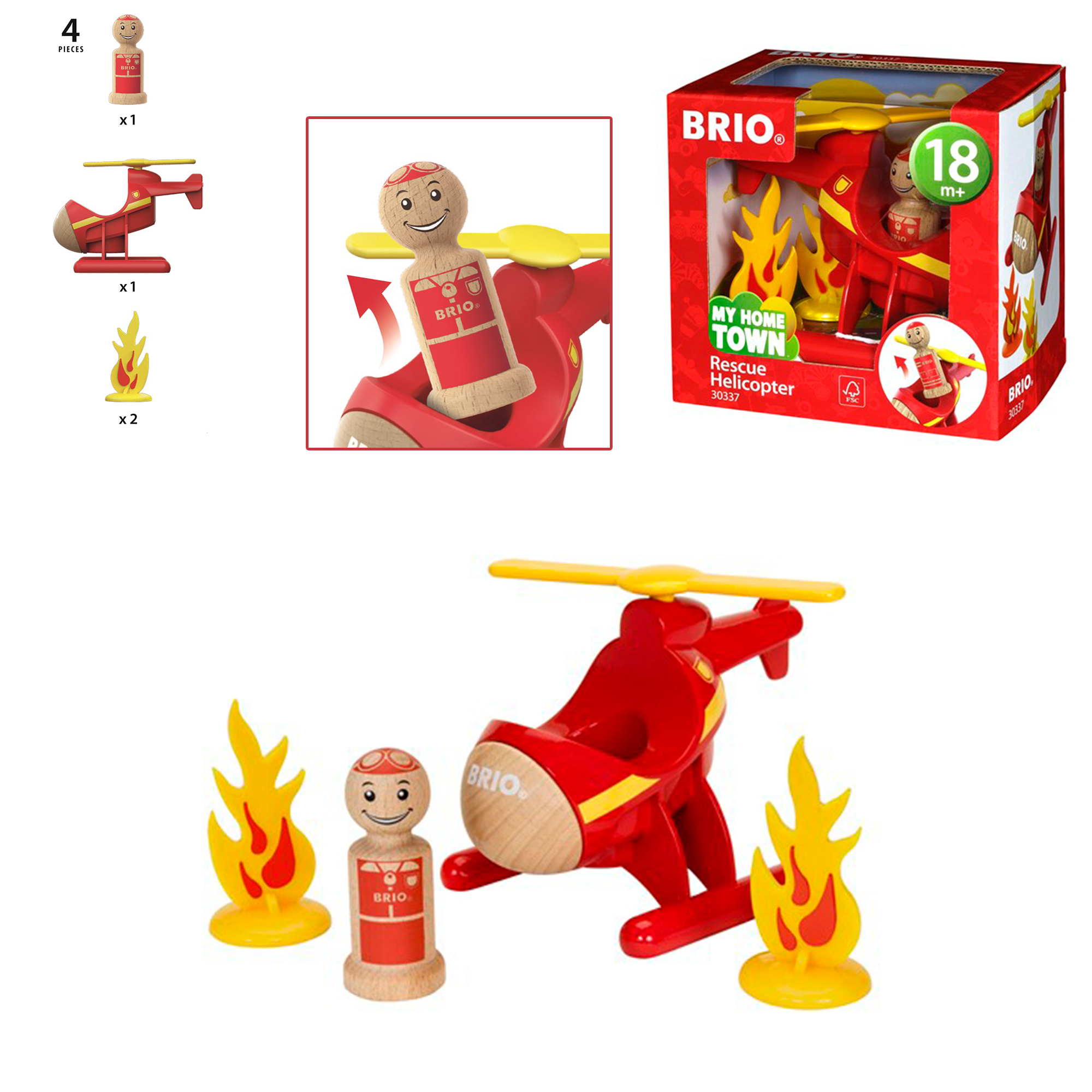 BRIO "Мой родной дом" Набор "Спасательный вертолёт" (4 элемента) 13,4х9,4х10,1 см., кор. 15х14х12 см.