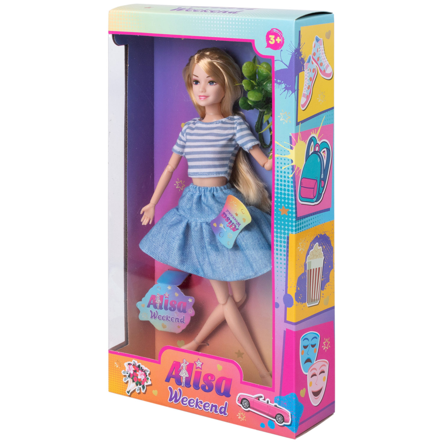 Кукла Alisa Weekend в голубом платье, с аксессуром и питомцем, 29 см