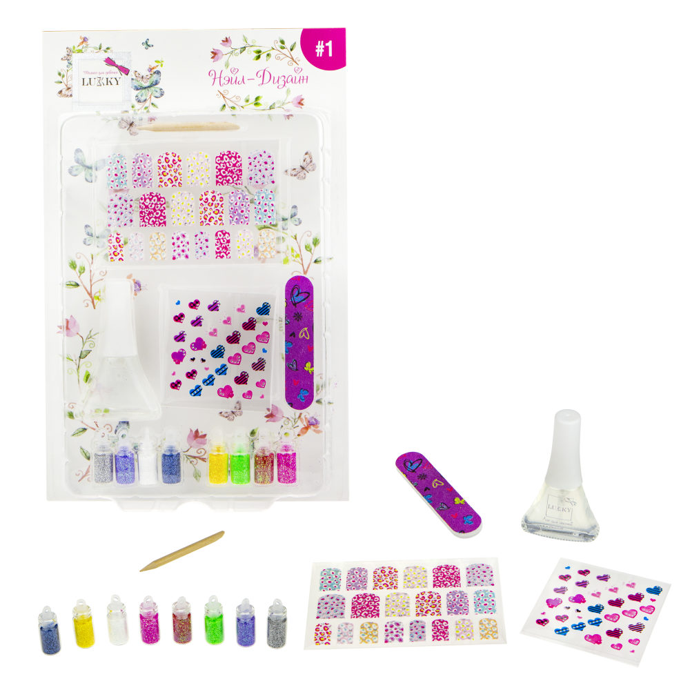 Набор LUKKY "Нэйл-Дизайн" дизайн ногтей "Сердечки, цветные пятнышки"
