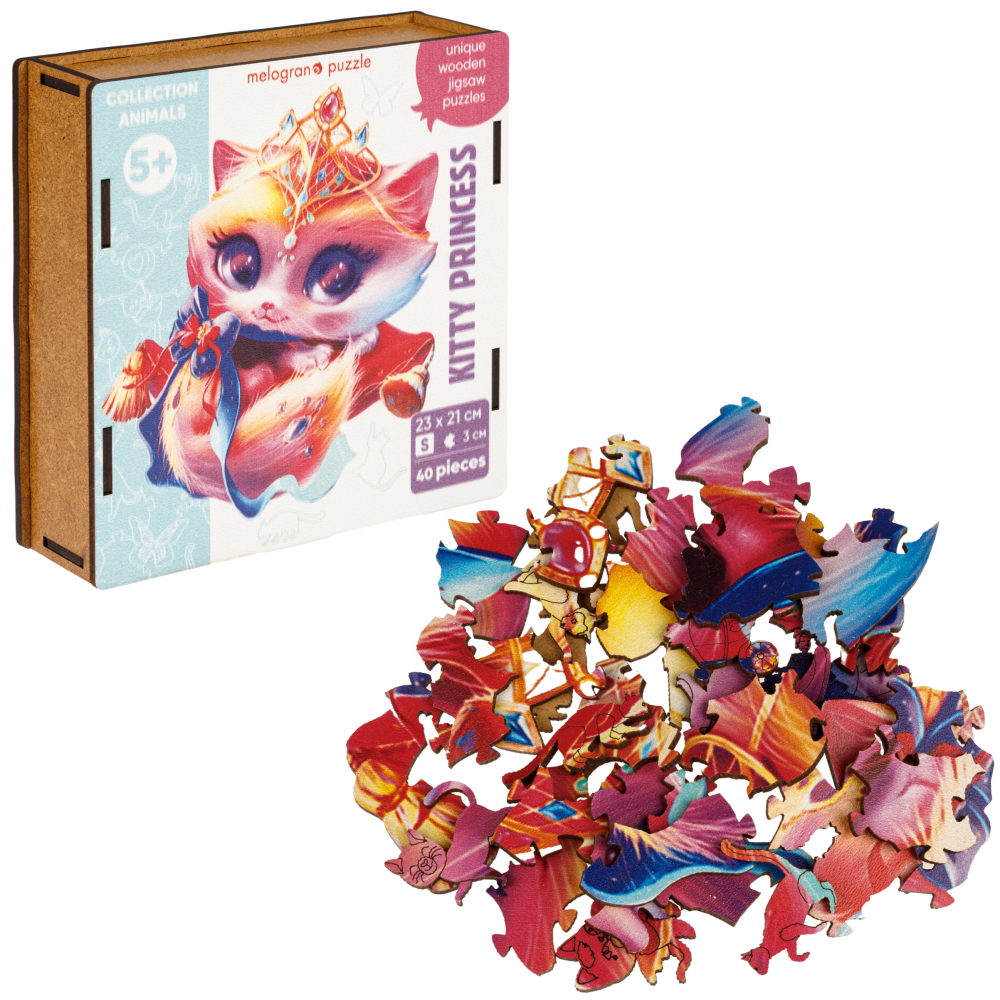 Деревянные пазлы Collection Animals Кошечка принцесса, 40 деталей