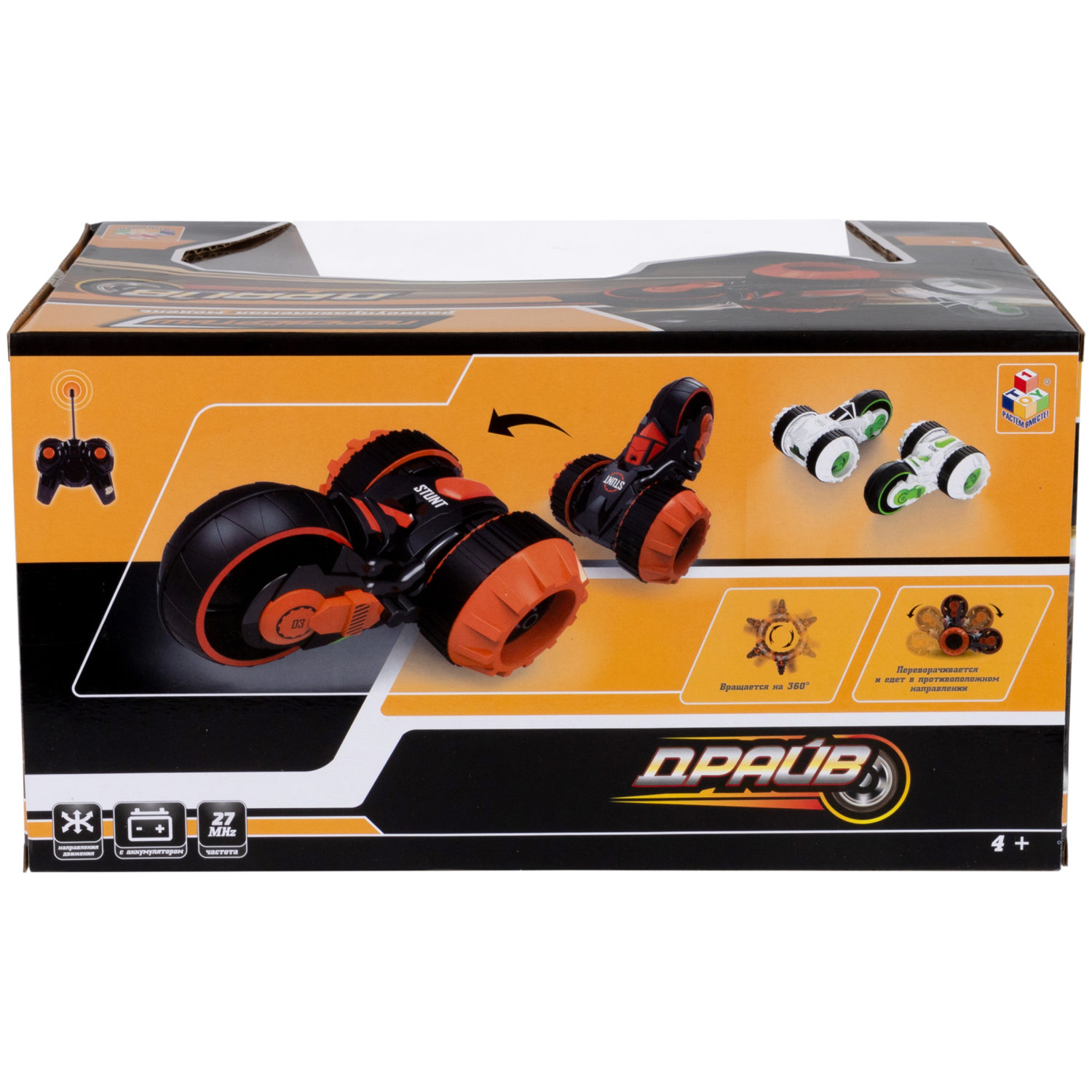 Машинка на пульте управления 1TOY Драйв перевертыш, трюковая, радиоуправляемая, трюкач, белая