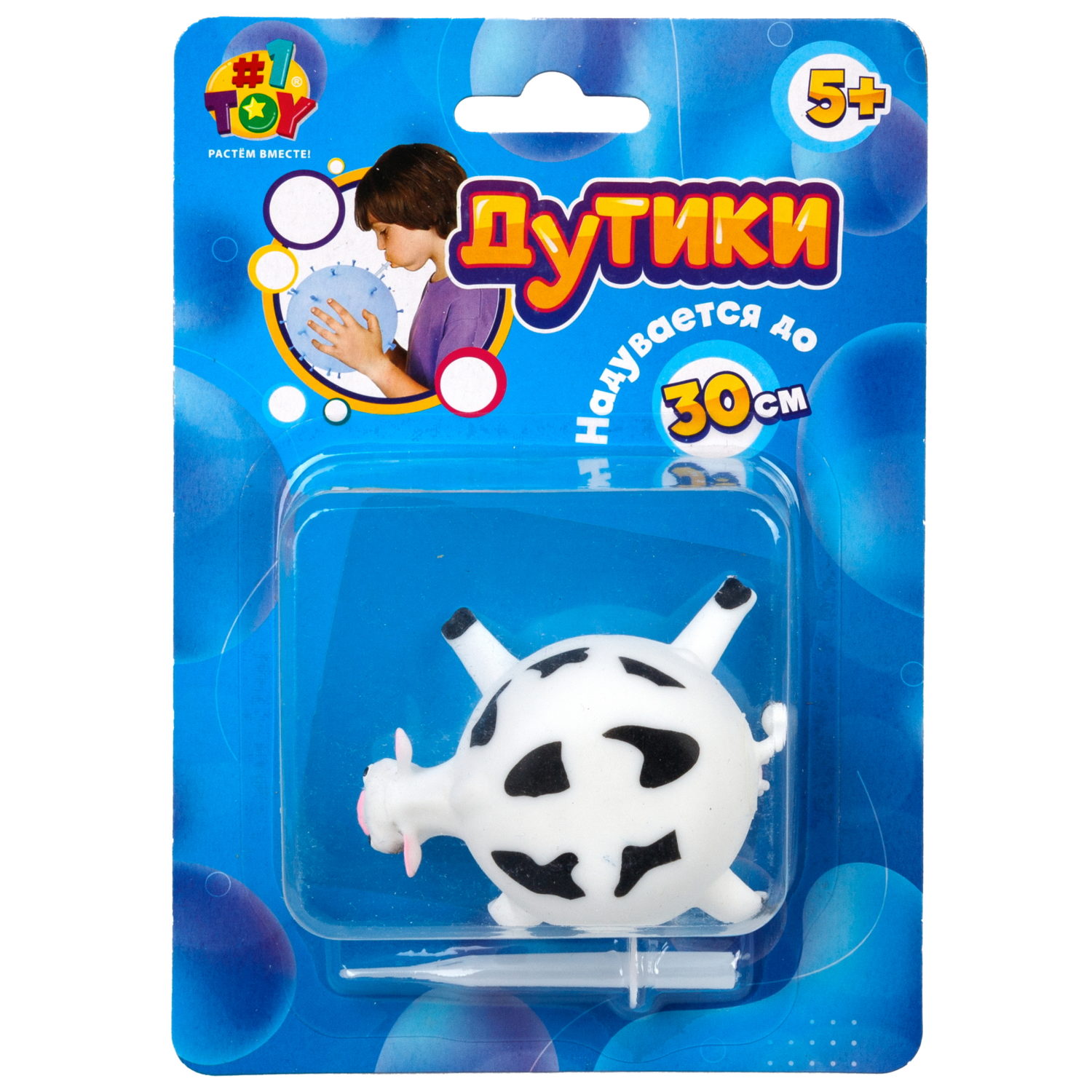 Игрушка ДУТИКИ 1TOY Животные, максимальный размер 30 см, корова