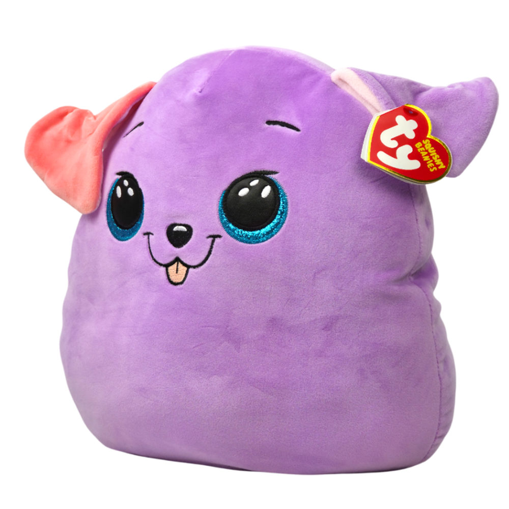 Мягкая игрушка TY Squish-a-boos фиолетовый Пес Bitsy, 25 см