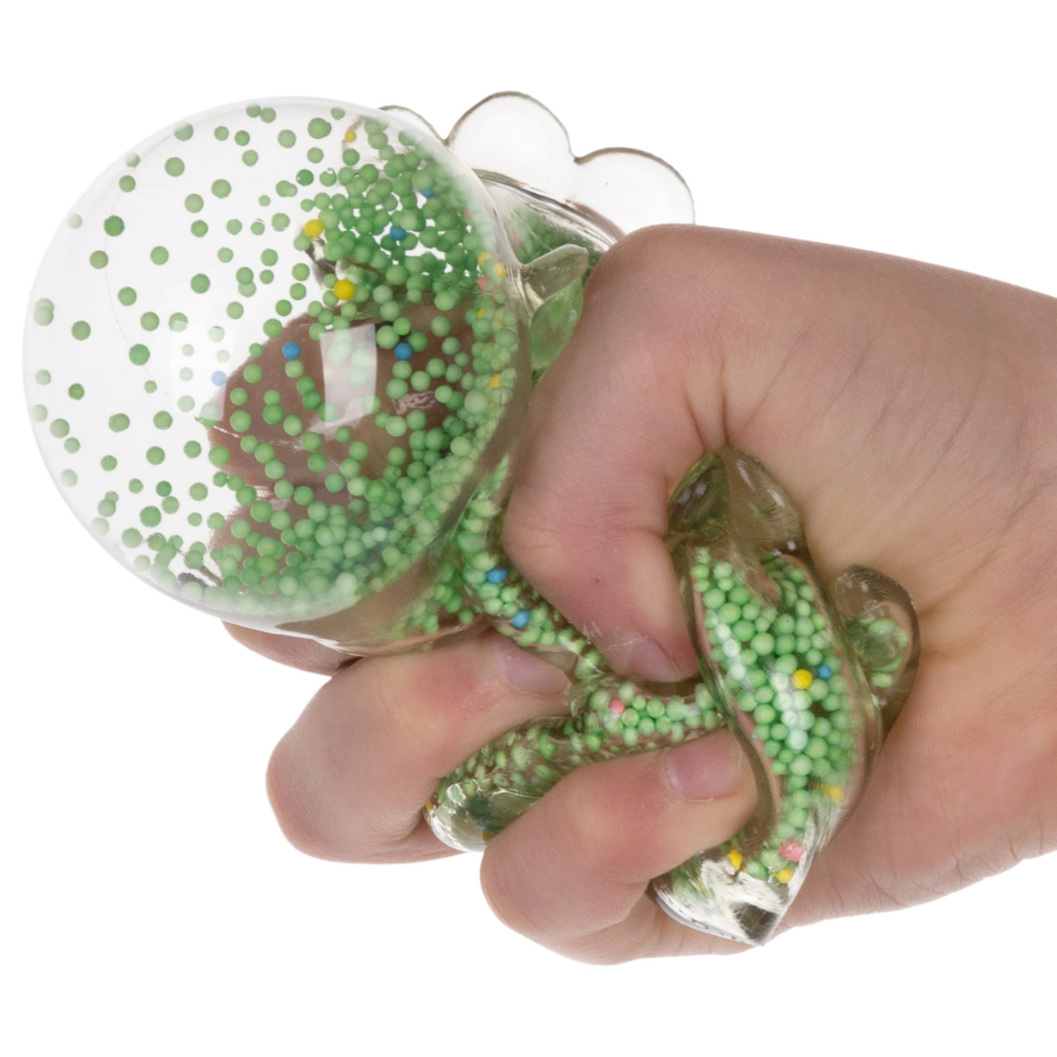 1toy Жмяка стегозавр с пенопластовыми шариками, 11х5 см, зелёный
