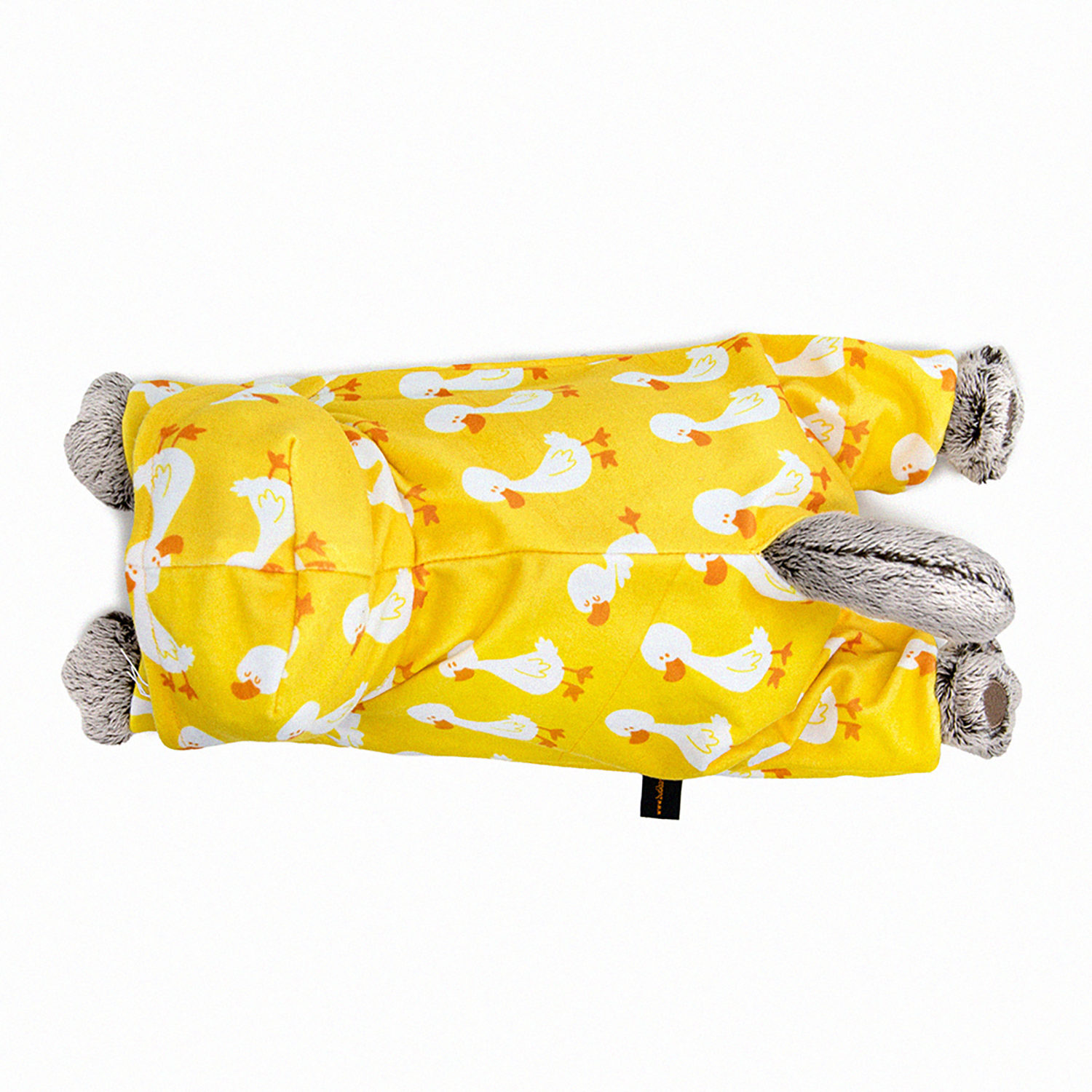 Мягкая игрушка Кот Басик в комбинезоне с принтом "Гусик" (лежачий), 25 см