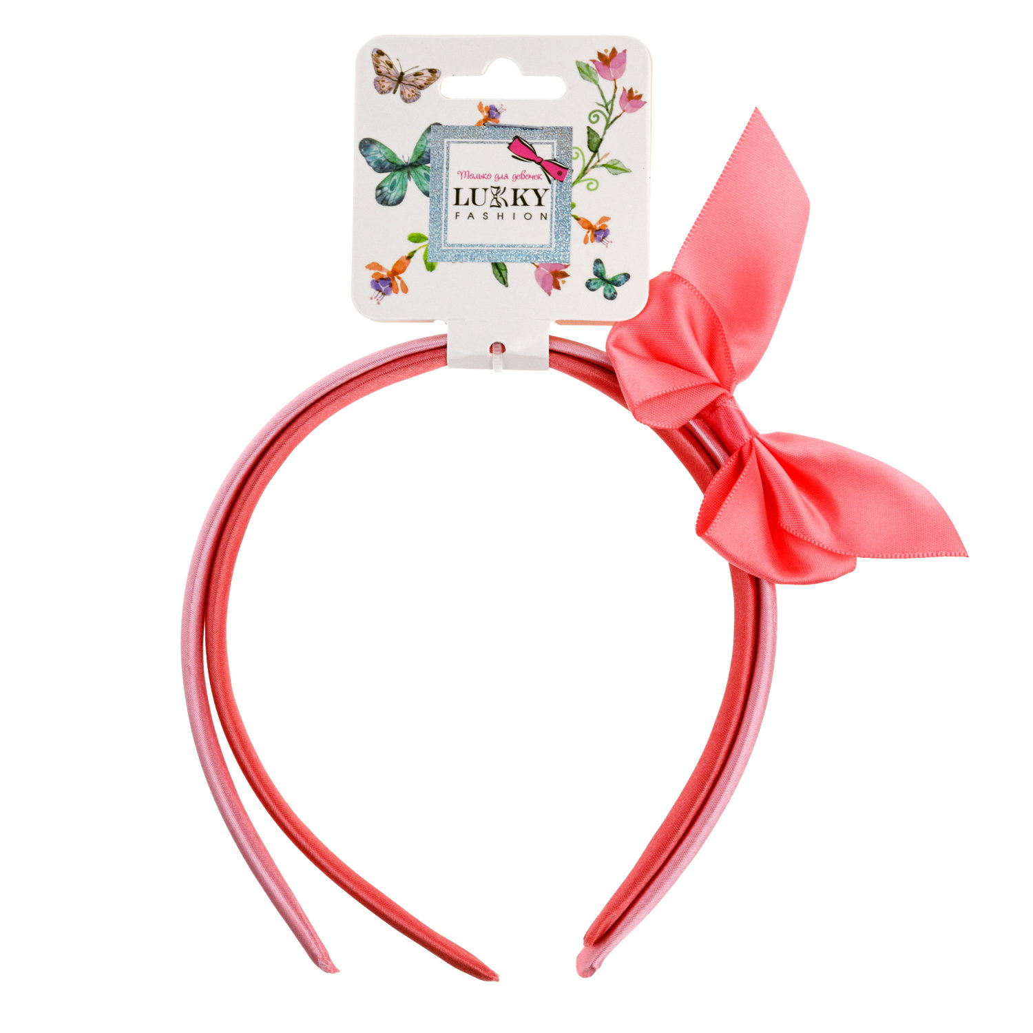 Lukky Fashion набор из 2 ободков с бантиком,  цвет розовый коралл, 1 шт