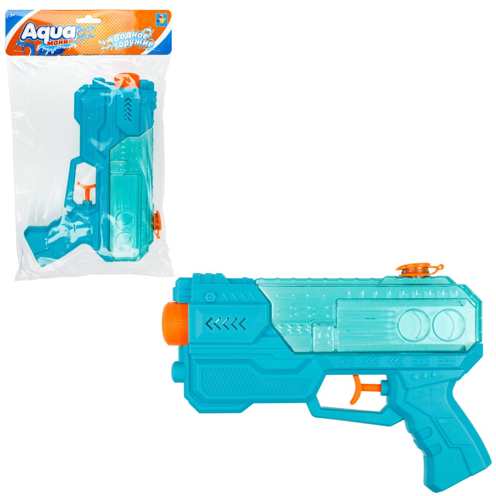 Водный пистолет 1TOY Аквамания, 21*15 см, голубой