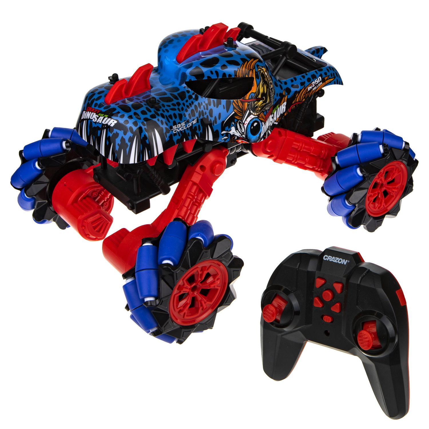 Машинка на пульте управления 1TOY Драйв, Монстр-трак Динозавр, сине-красный