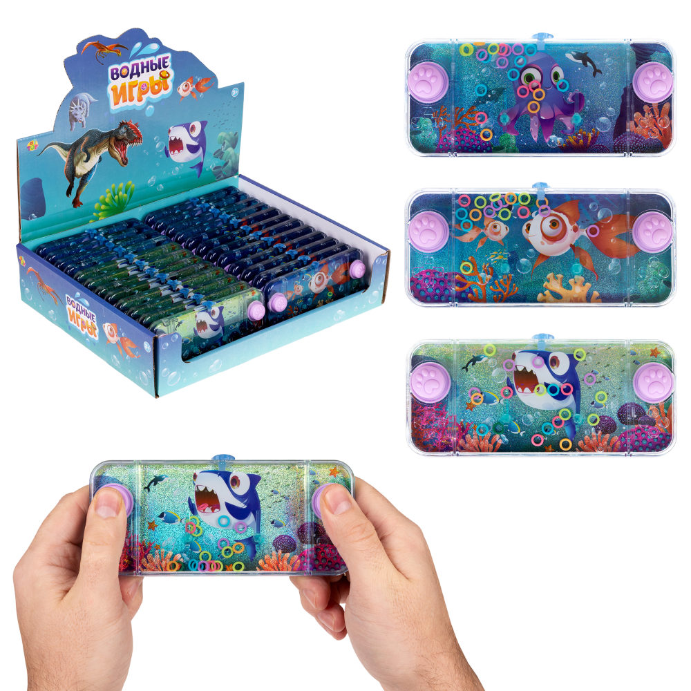 1TOY Игра с водой насади колечки морские обитатели, 3 вида в ассортименте, 15,5*7*2см