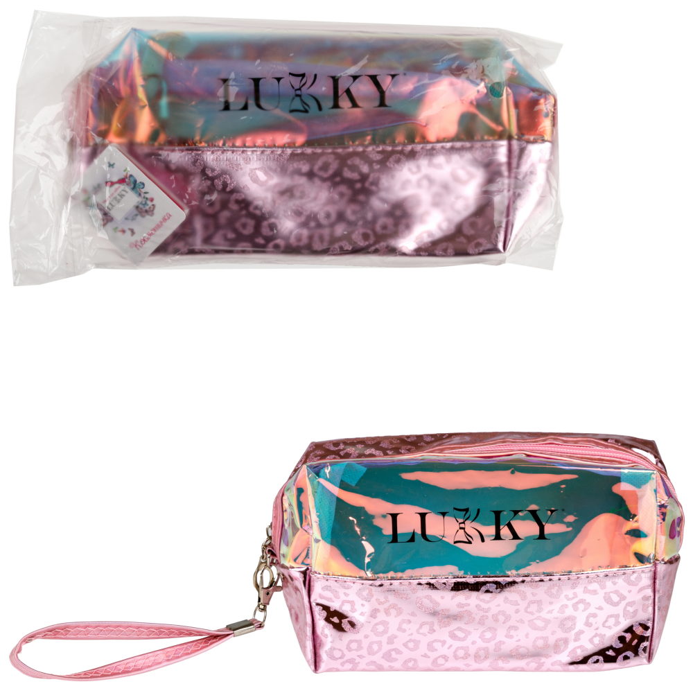 Косметичка блестящая,с леопардовым принтом Lukky Shiny Leo, 18*10*7 см