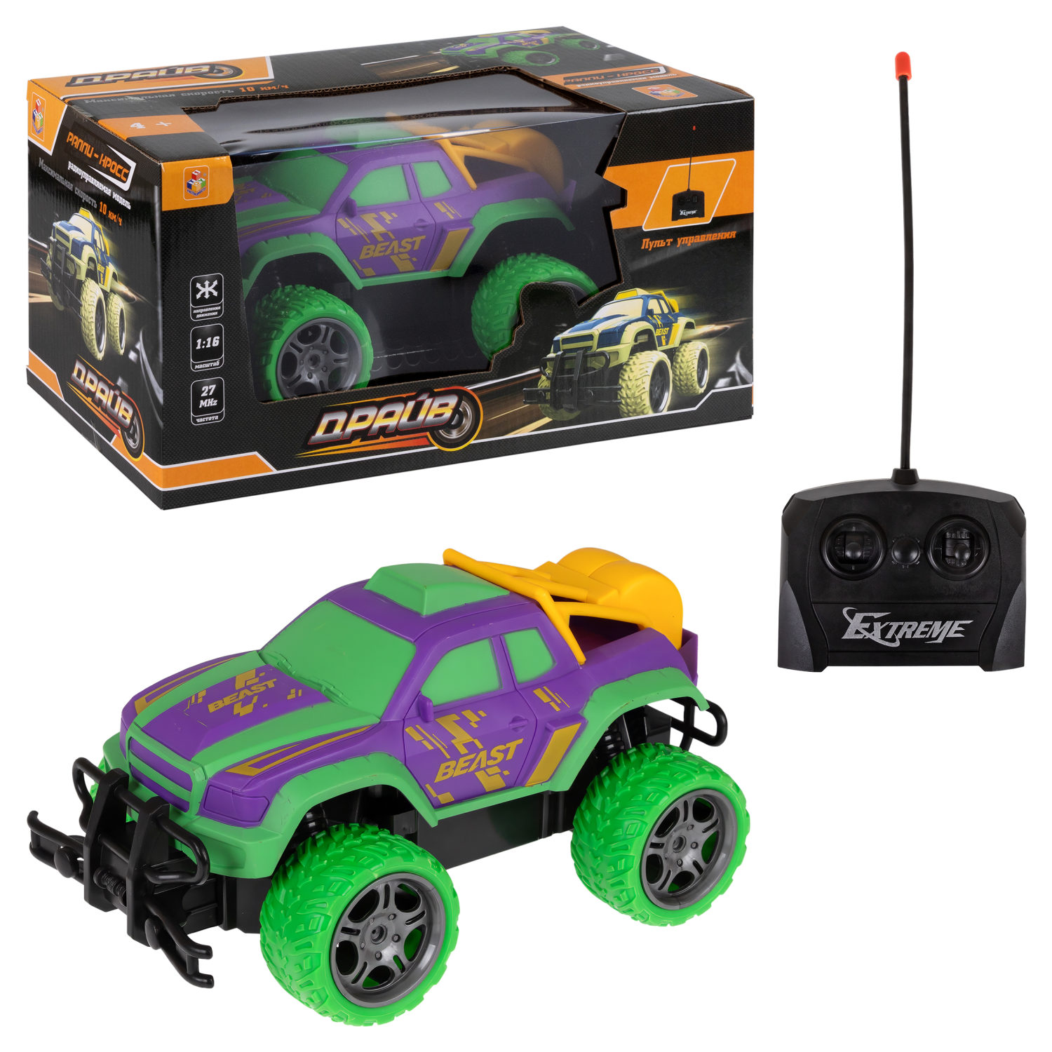 Машинка на пульте управления 1TOY Драйв Внедорожник, 21 см