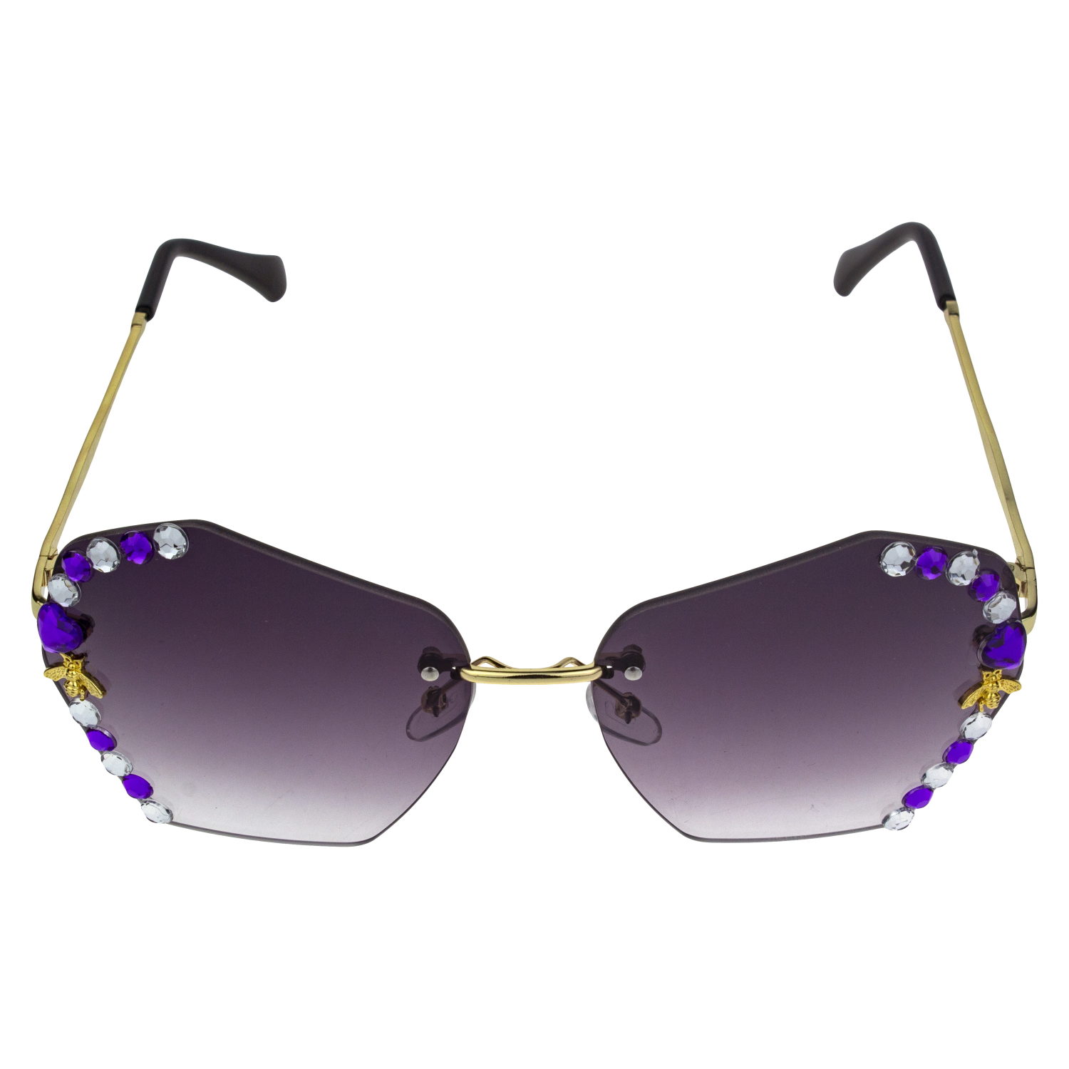 Солнцезащитные очки Lukky Fashion с бело-фиолетовыми стразами