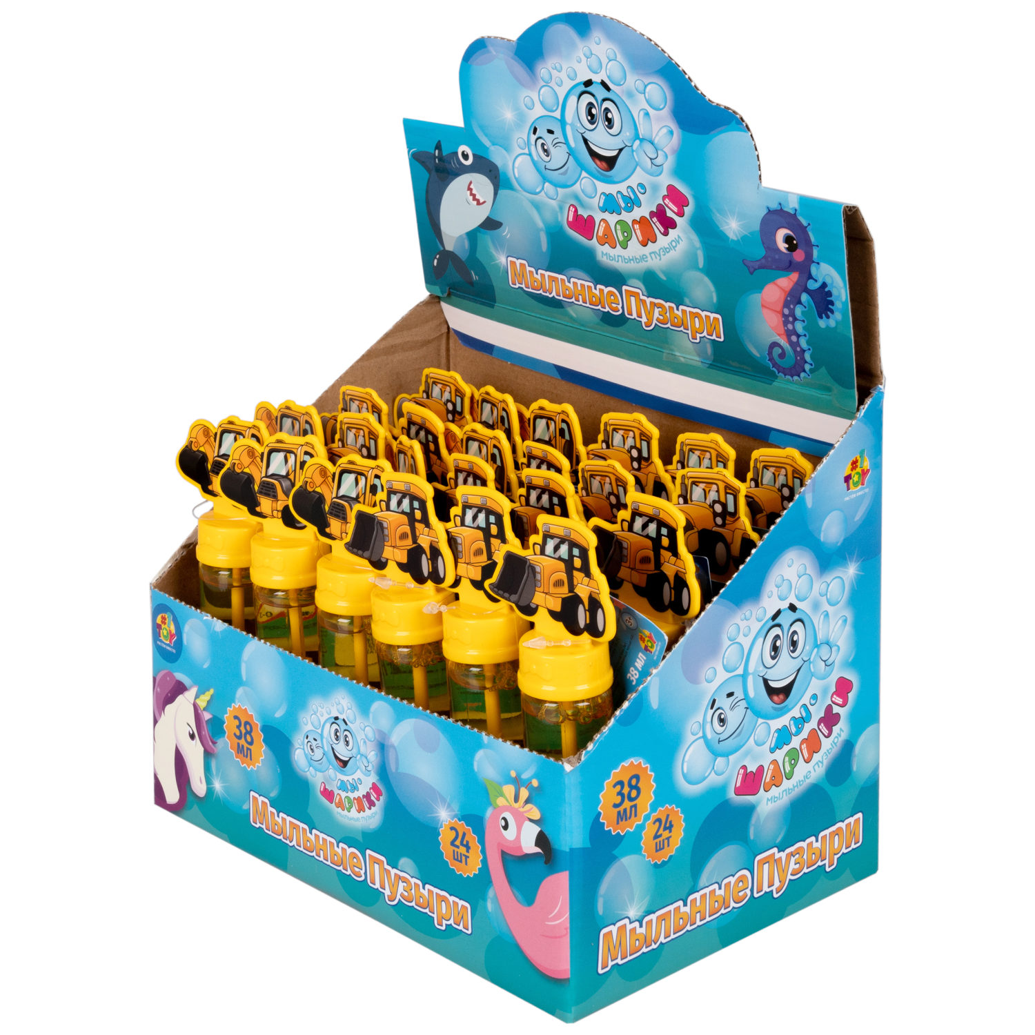 Мыльные пузыри 1TOY Мы-шарики! Машинка экскаватор, 38 мл, в ассортименте