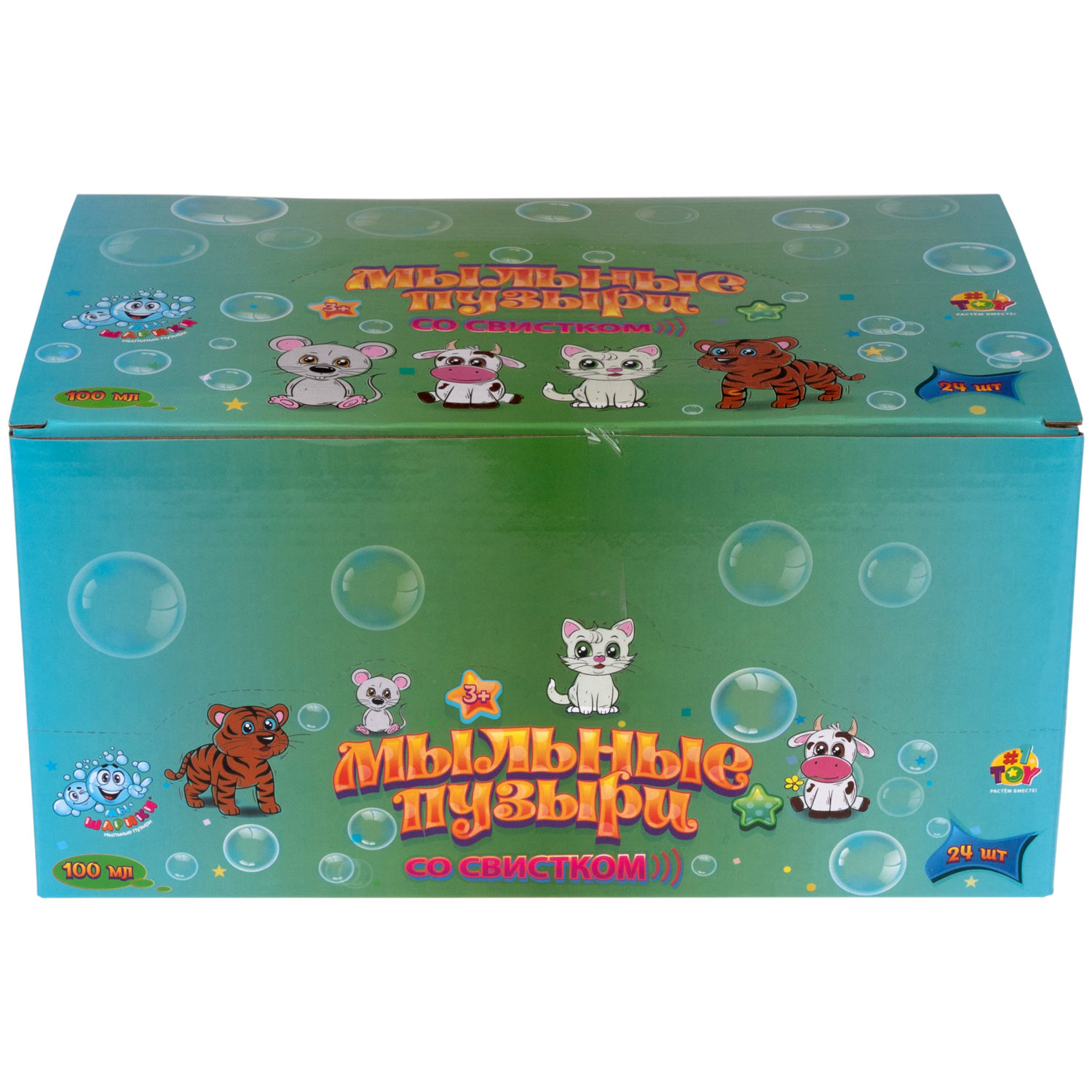 Мыльные пузыри Мы-шарики! 1TOY в виде животных, со свистком, 100 мл