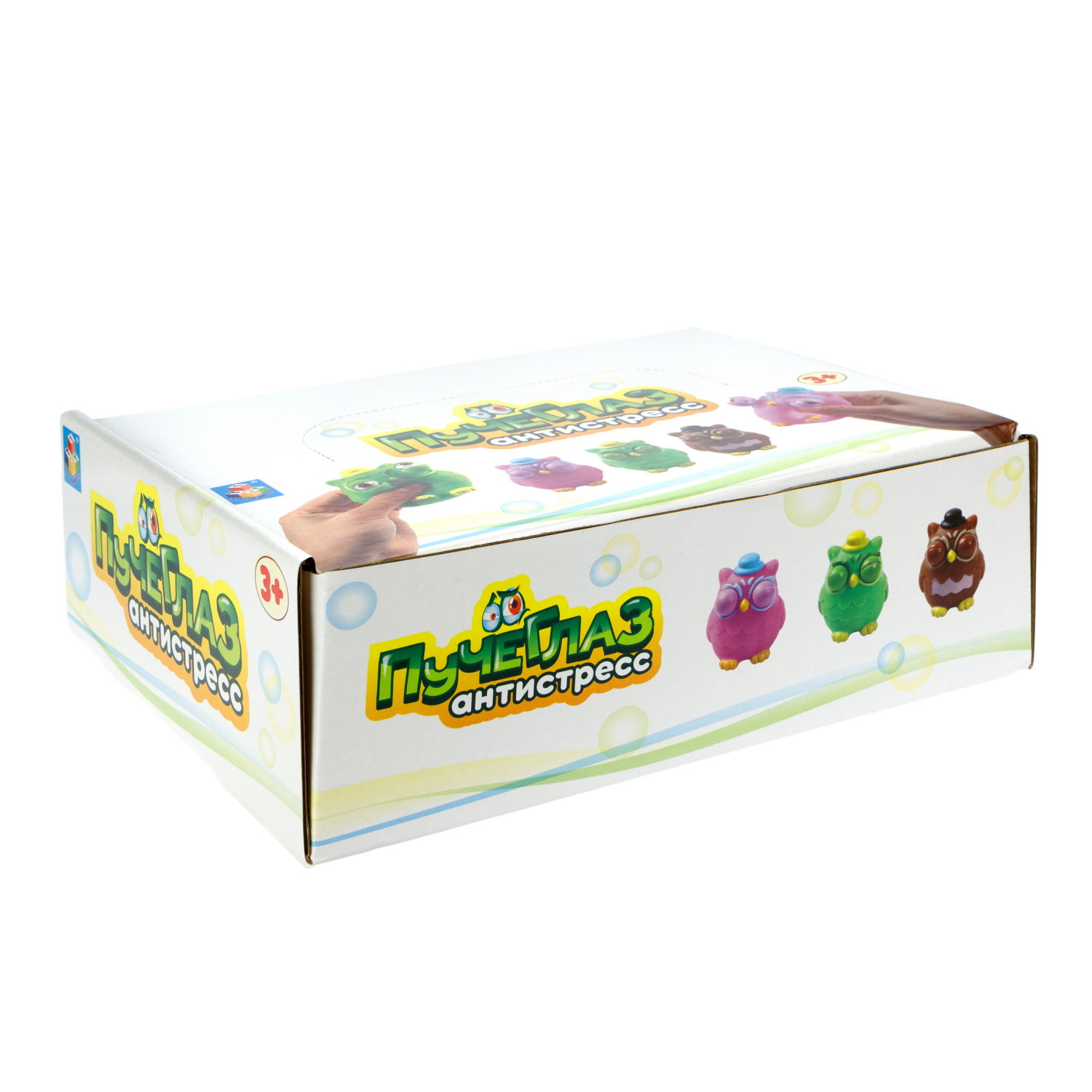 1toy Пучеглаз-антистресс "Совы" 6,5х6x6,8 см, 3 вида в асс., 12 шт. в д/б