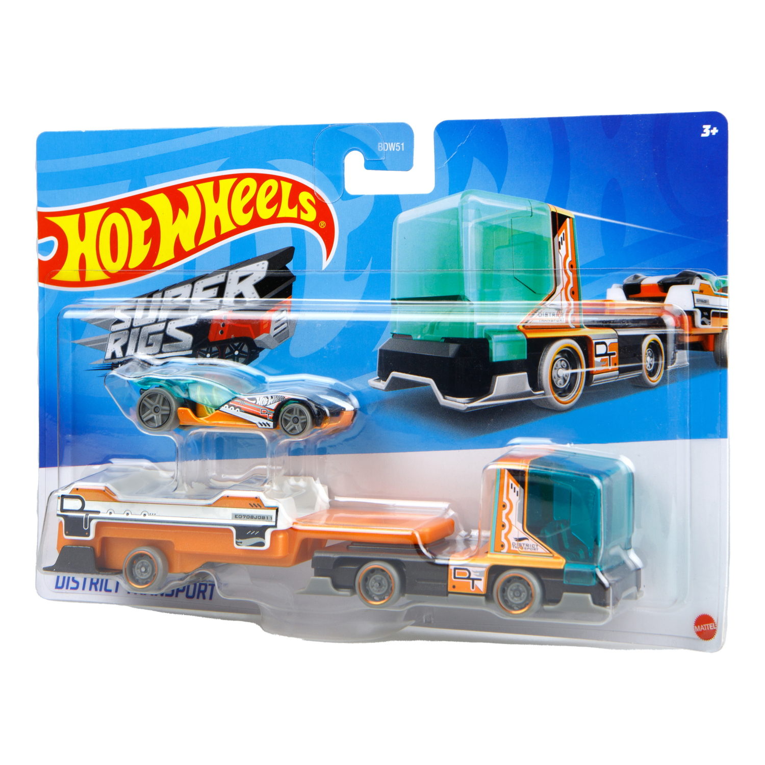 Hot wheels Набор игровой Супергрузовики со спортивными автомобилями "District Transport"