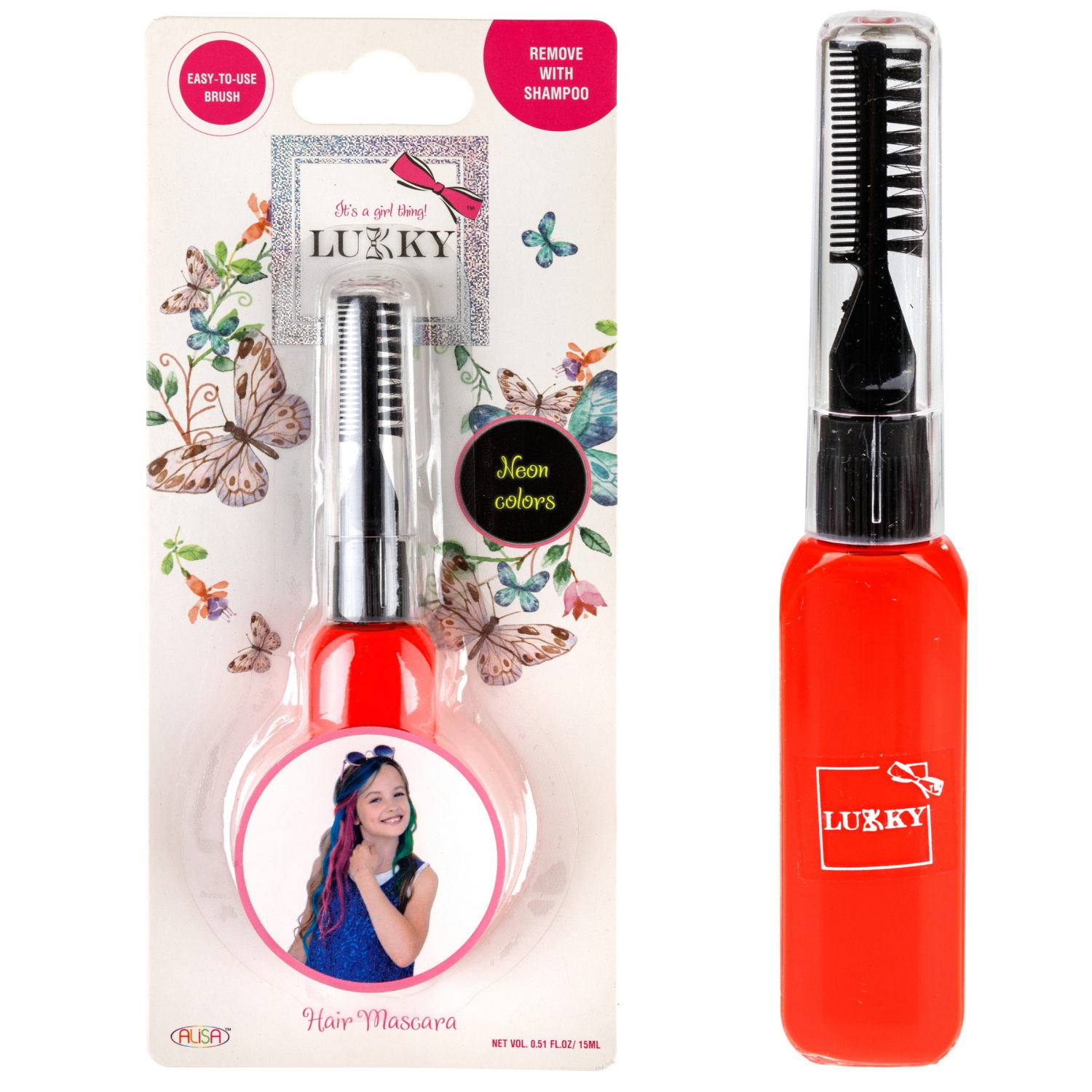 Тушь для волос LUKKY, неоновые цвета: красный