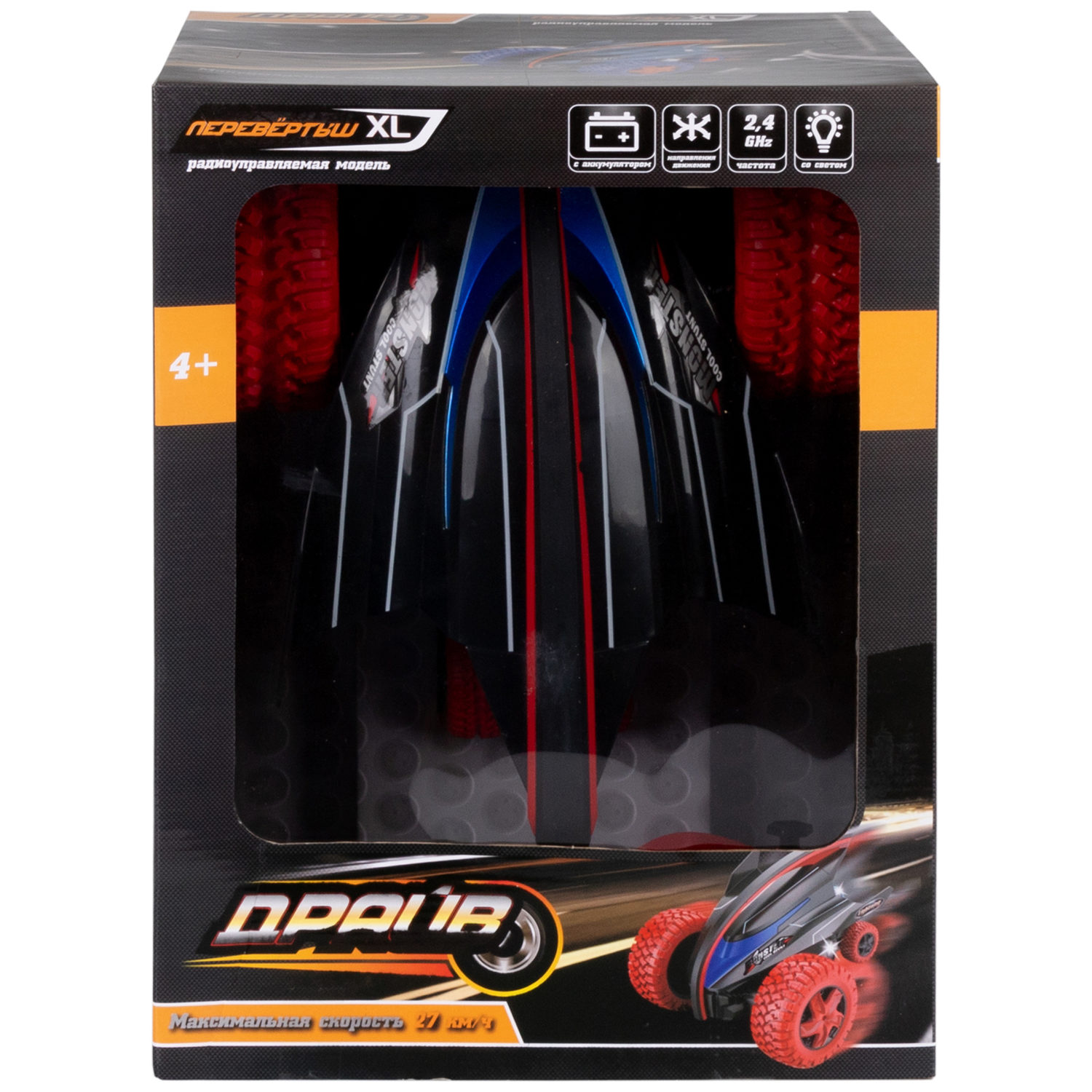 Машинка 1TOY Драйв "Трюковая машина-перевертыш" на р/у, 30см.