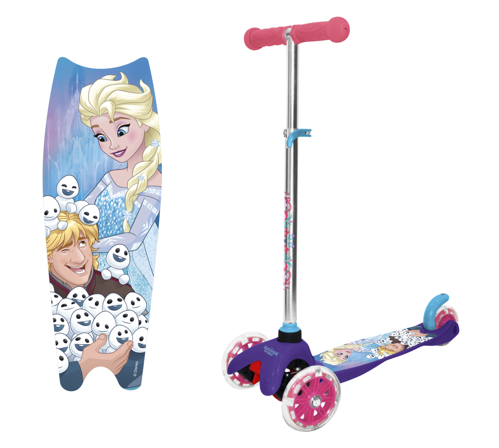 Самокат детский Disney Холодное Сердце, трехколесный, кикборд, со светящимися колесами