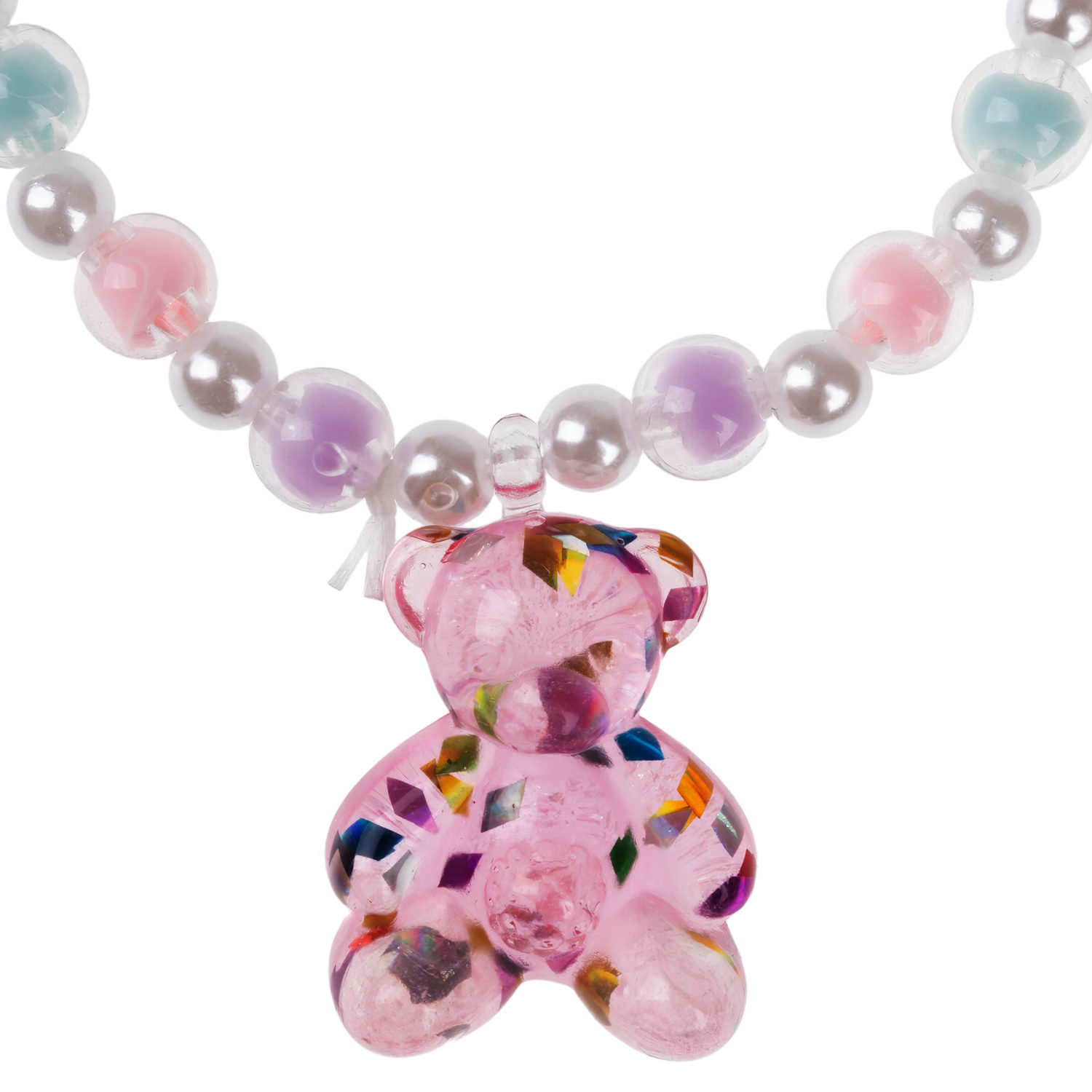 Набор украшений Lukky Fashion "Мармеладный мишка" из бусин: 3 браслета с шармами, подвесками, колечко, бусы