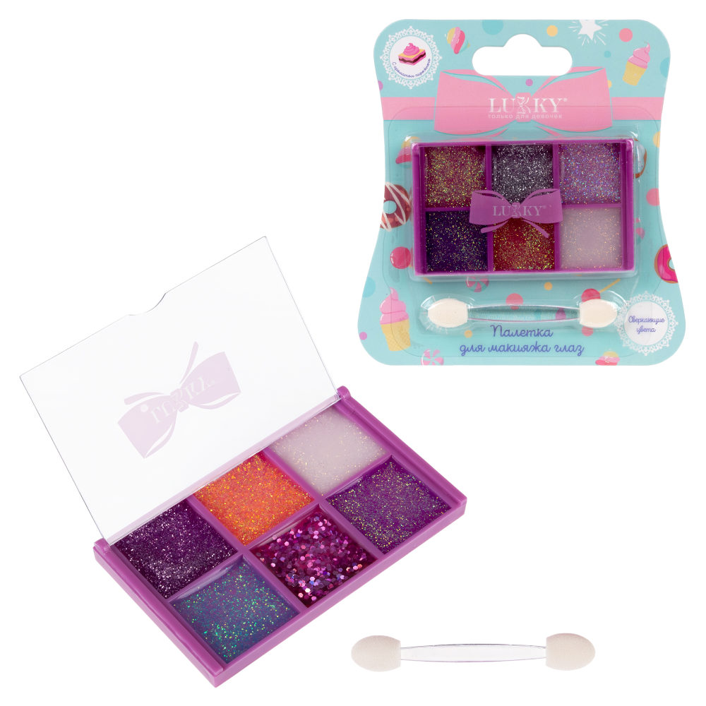  Палетка для макияжа глаз Lukky: гель-тени для век с блестками, 6 цветов