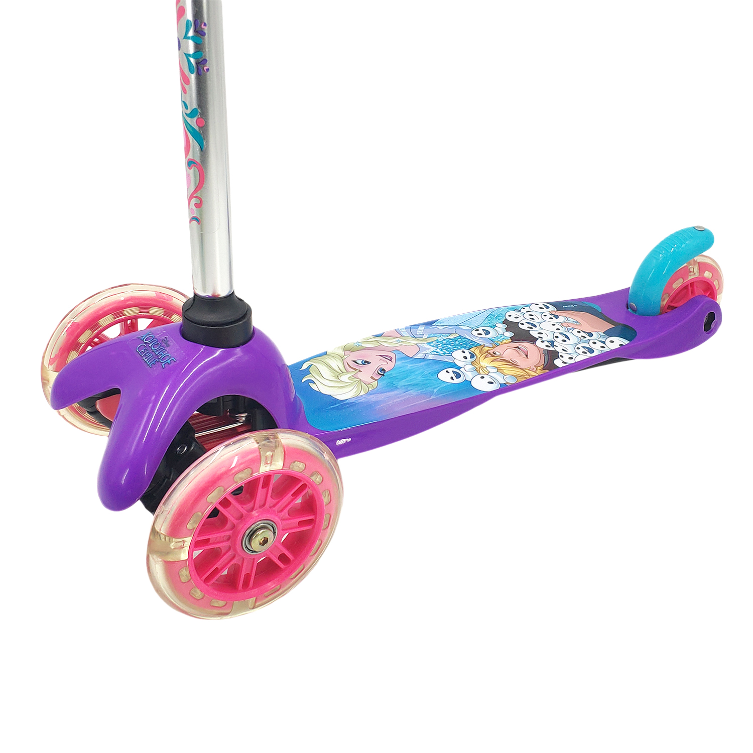 Самокат детский Disney Холодное Сердце, трехколесный, кикборд, со светящимися колесами