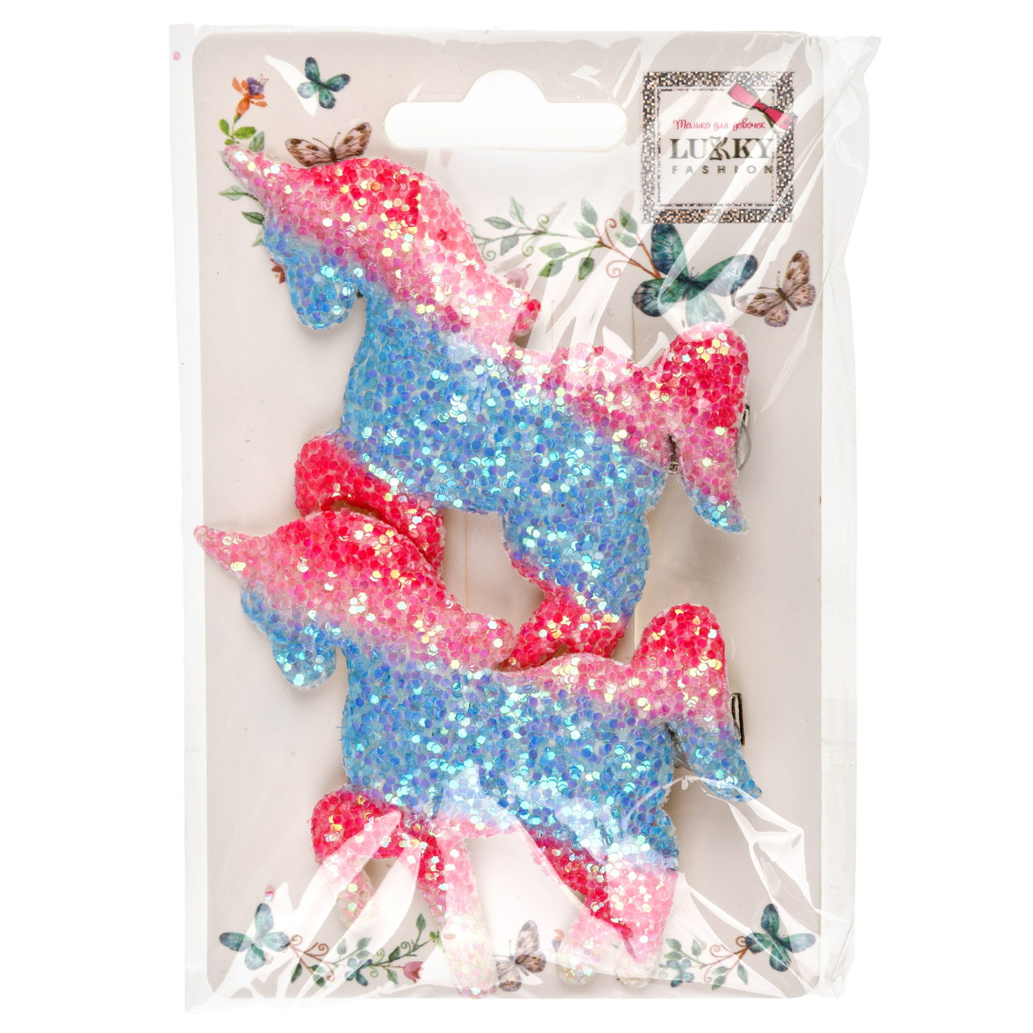Заколки для волос Lukky Fashion Единорог детские, для девочки, зажимы, 3 цвета в ассортименте, набор 2 шт.